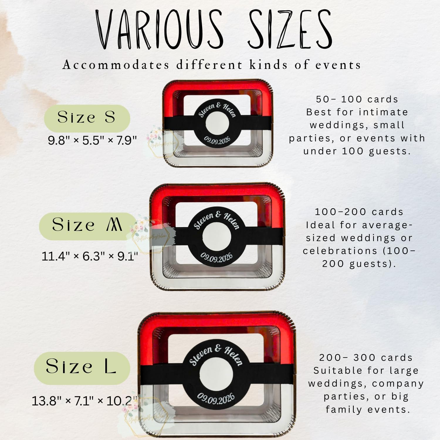 Wedding Card Box For Reception - Red And White Black Ball Style Card Holder - Personalized Wedding Keepsake Box