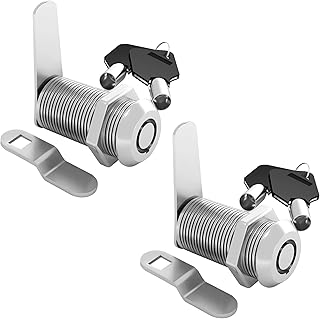 LAIWOO Cabinet Locks with Keys, 1-1/8 Inch Cylinder Lock Cabinet Cam Lock Set for Secure File Drawer Mailbox RV Camper Door Tool Box, Zinc Alloy (2 Pack)