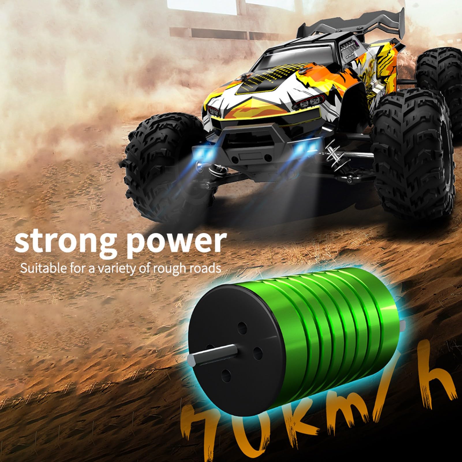 Auto Telecomandata RC Auto 2.4 Ghz 70 KM/H Ad Alta Velocità 1/16 Off Road RC Camion Motore Brushless HA CONDOTTO LA Luce 4WD Veicolo Da Corsa Arrampicata Auto Regali per Bambini Adulti 3 Batter