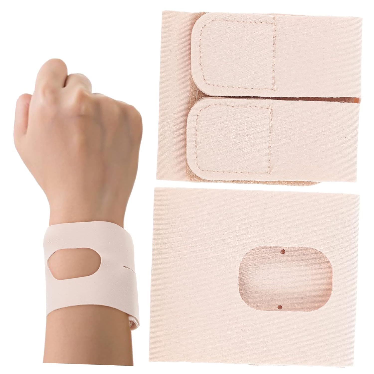 VOSAREA 2Pcs Sports Wrist Brace Elastic Wrist Protector Strap for Sprain and Fixation for Yoga Running Fitness Unisex Skin Tone S