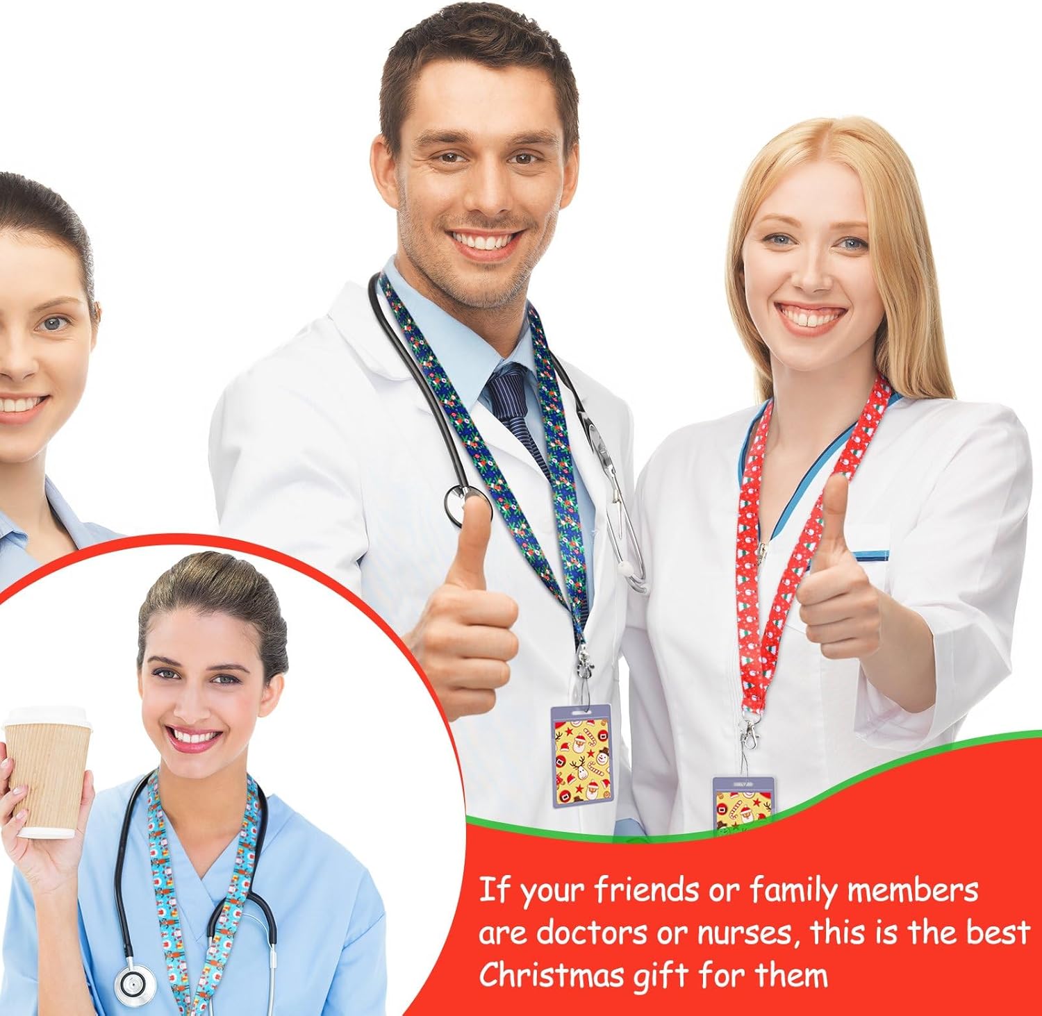 Kingdder 18 Pcs Christmas Lanyards for ID Badges Cute Holiday ID Card Name Badge Holders Christmas Keychains Lanyards Xmas Card Holder with Swivel Hook for Teacher Nurse Office Home Phone Key