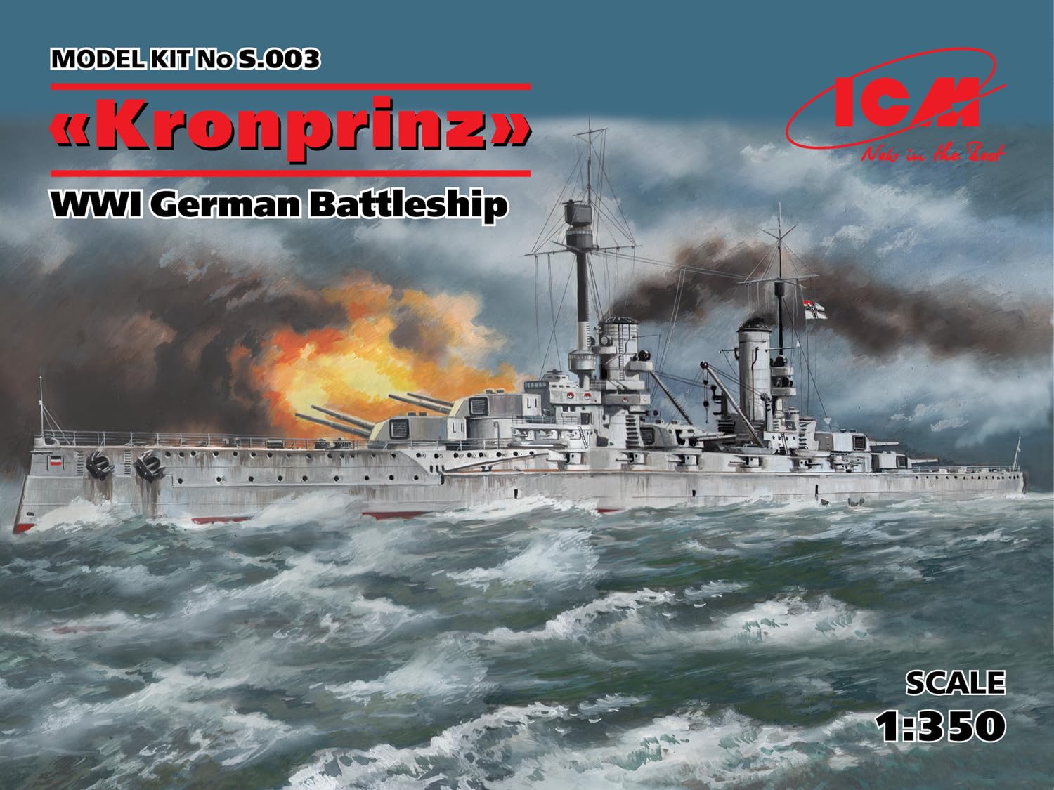 ICM Modelli ICM ICMS003 S.003-WWI Nave da Guerra Tedesca Kronprinz in Scala Modella, Nero