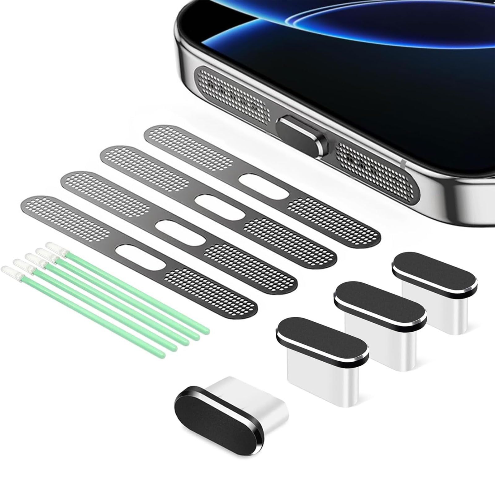 Set 8 Pezzi Protezione Porte USB-C E Altoparlanti - Coperture Antipolvere Per IPhone E Smartphone - Foto 10