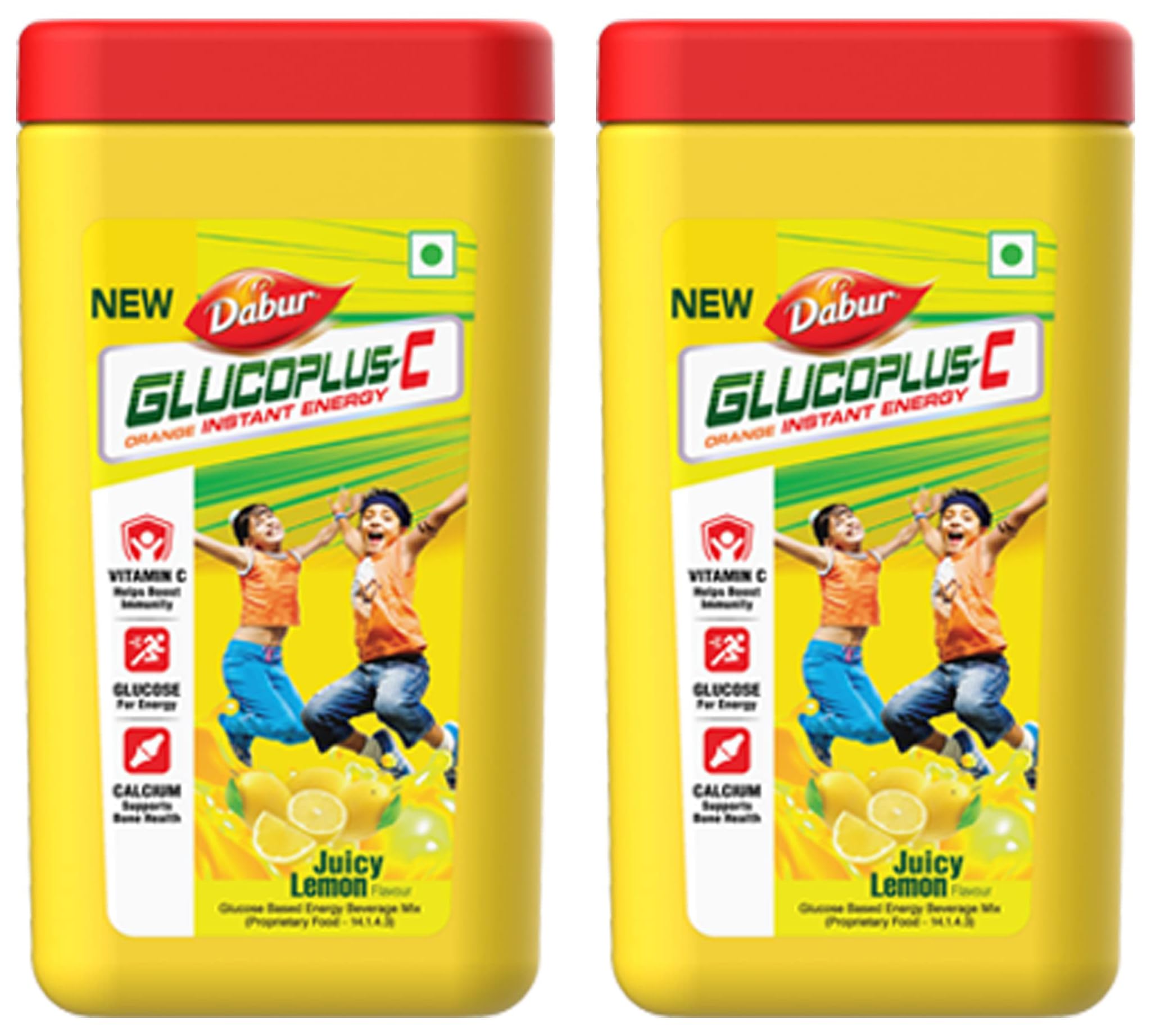 DABUR Glucoplus-C Instant Energy Glucose Juicy&Tasty Lemon Flavour - 400G Jar|Glucose Replenishes Energy|25% More Glucose In Every Sip| Vitamin C Helps Boosts Immunity|Calcium Supports Bone Health