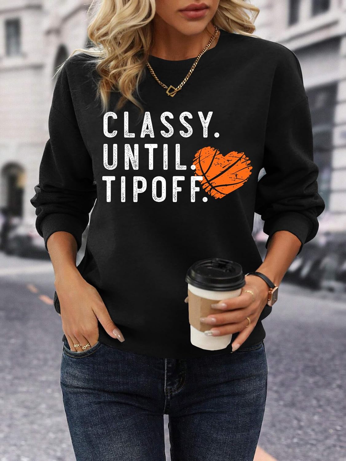 Basketball Game Day Sweatshirt for Women Game Day Chenille Patch Shirts Basketball Graphic Long Sleeve Tops - Image 2
