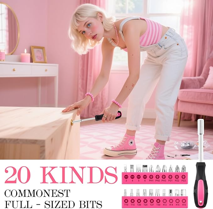 Kit de Herramientas Mini 49 Piezas Rosa, con Estuche Plástico miniatura 6