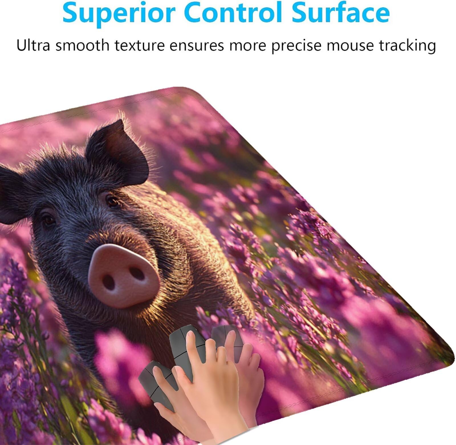 Tapis de Souris Animal Tapis Souris XXL 1200 x 600 mm, sous-Main Bureau avec Bords Cousus, Sanglier Mouse Pad avec Caoutchouc Etanche et Antidérapant, pour Le Bureau Et La Maison, Cadeaux H-3157