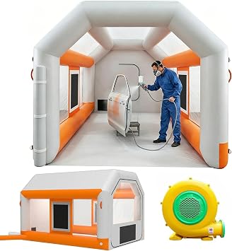 10x8.5x7ft Inflatable Paint Booth, Light Water-Resistant 210D Oxford Portable Spray Booth with Powerful Blower, Professional Mobile Workshop for Car Parts Furniture Crafts