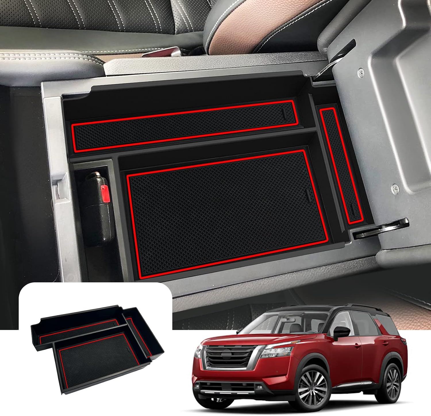 LFOTPP Pathfinder Center Console Organizer for 2022 2023 Nissann Pathfinder R53 Armrest Console Organizer Tray 2022 2023 Nissann Pathfinder R53 Accessories Secondary Insert Pathfinder Storage Box