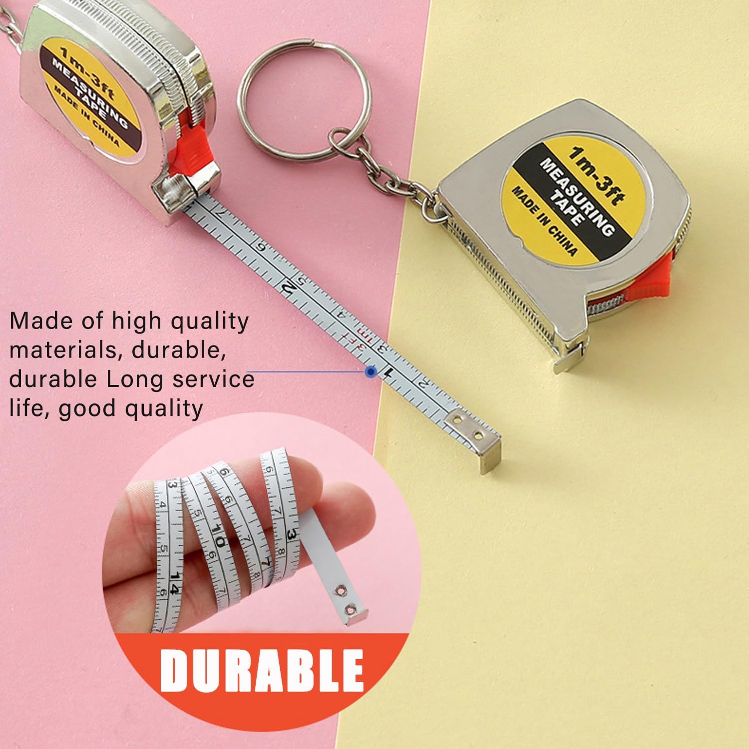 Mini Screwdriver Keychain Tape Measure Keychains Set Retractable Keychain Tape Measure Mini Screwdrivers in Pouch Keychain for Birthday Party Favors and Daily Use, 1 m/ 3 ft (24 Pcs)