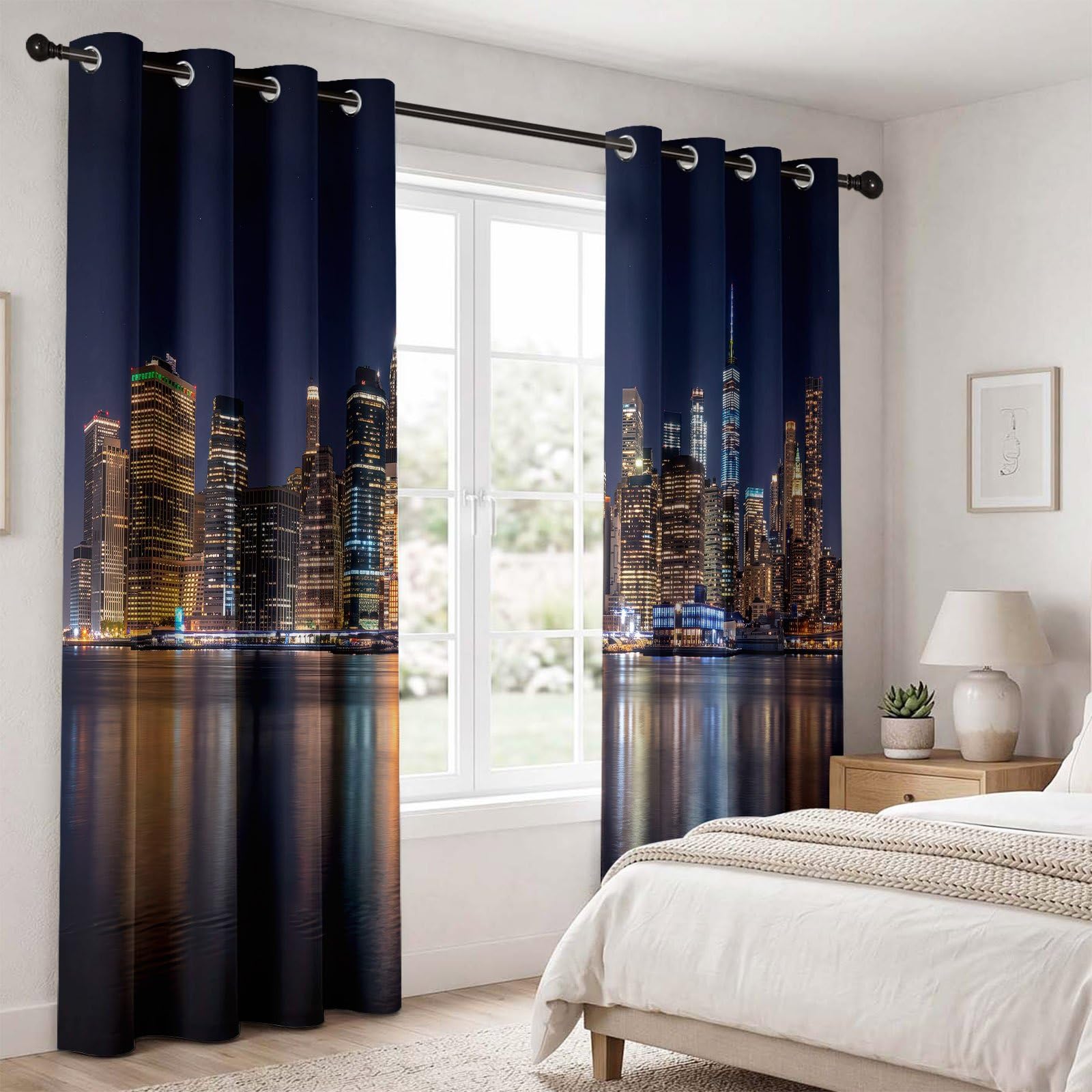 Moderna Urban Marine Oro Tenda Oscurante con Occhielli, 117L X 138H cm