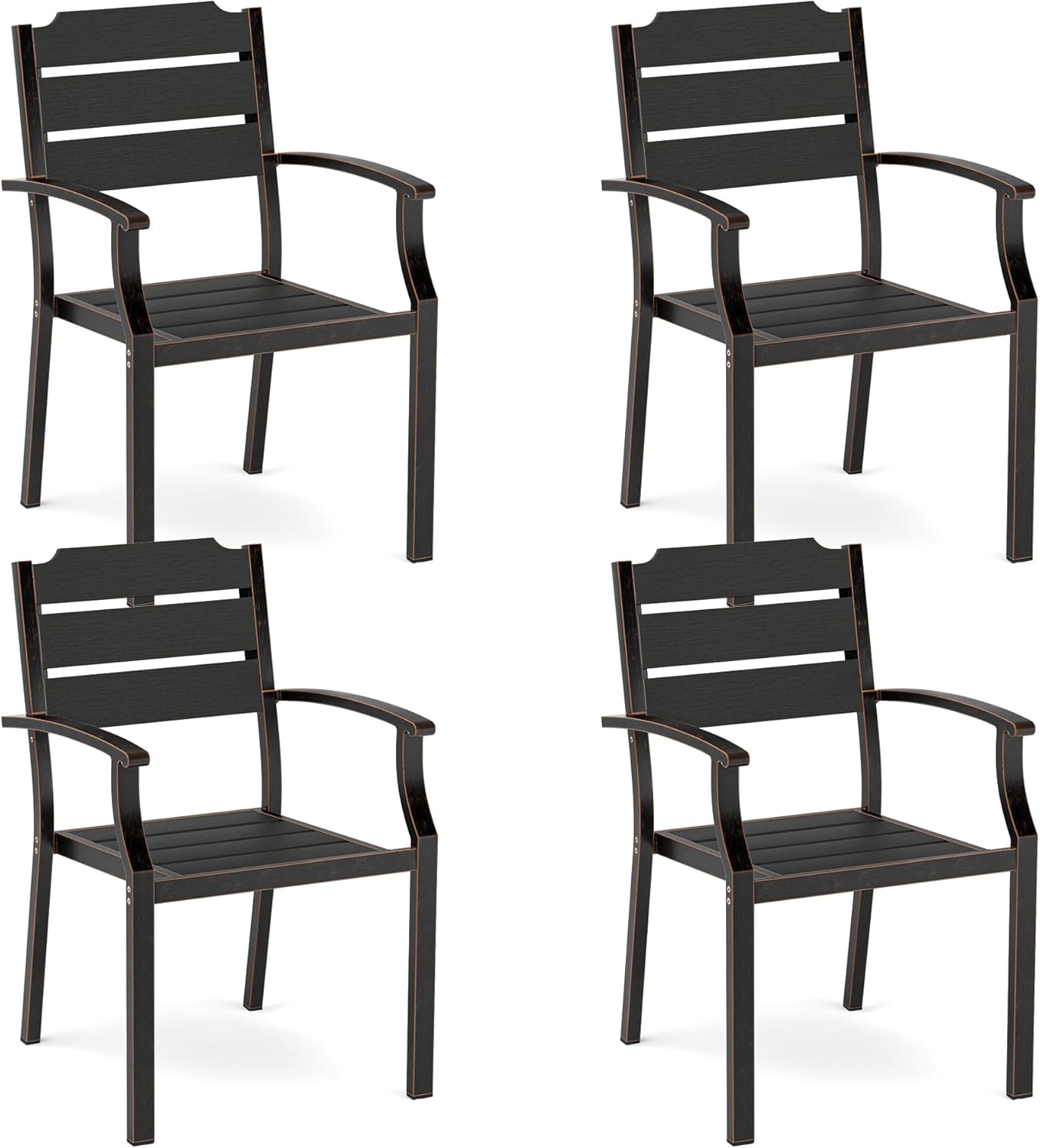 Outdoor Dining Chairs, Patio Dining Chairs, HDPS All-Weather Material Outdoor Chairs, Patio Chairs Set of 4 for Patio, Lawn, Garden, Indoor and Backyard, Black
