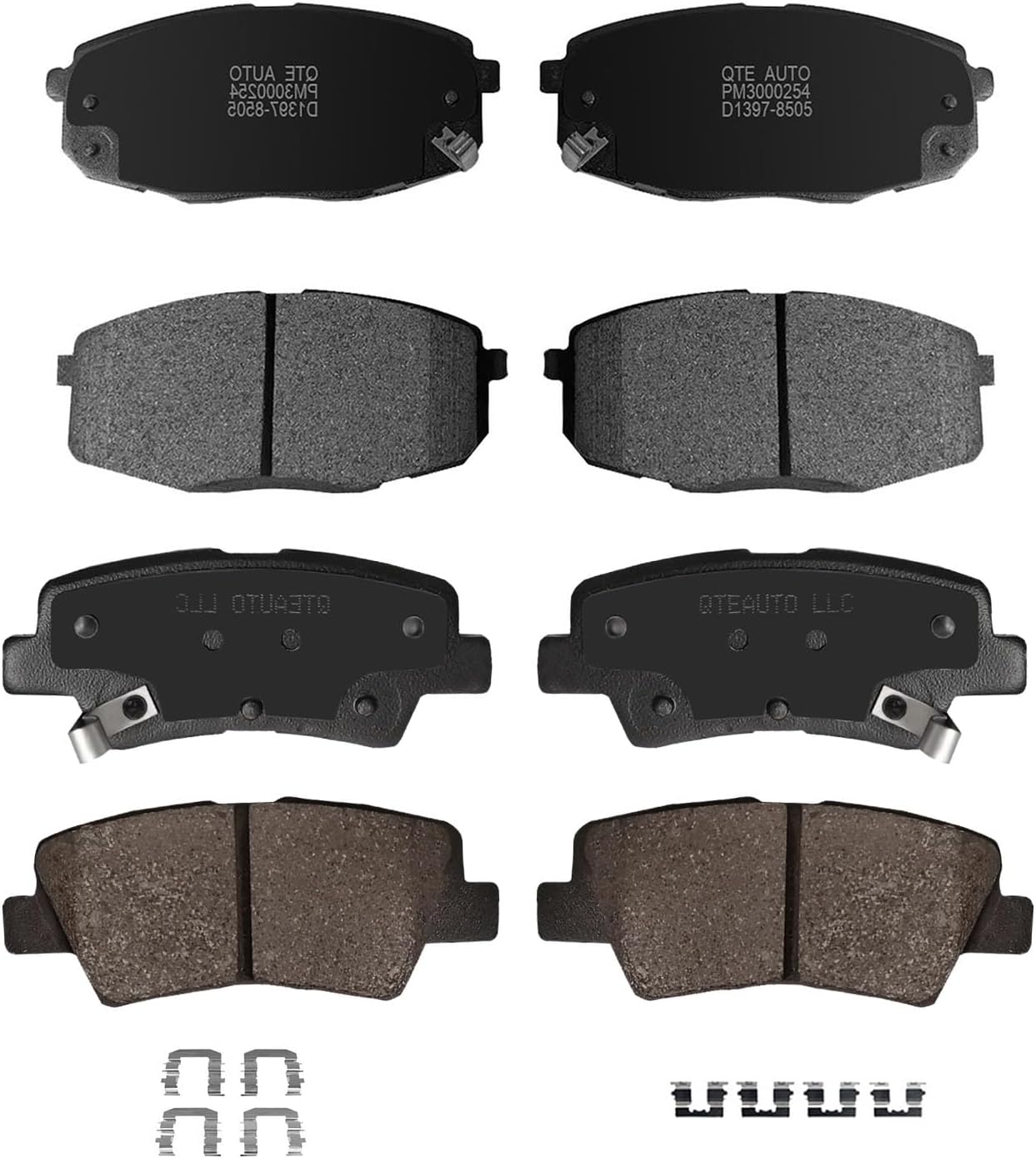 PM Auto Set of 8 Front-Rear Ceramic Brake Pads Compatible With 2014-2016 KIA Soul