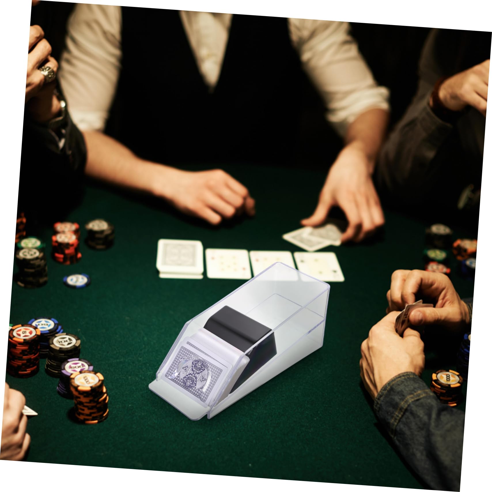 Distributore Pezzo Carte Poker in Gioco da Acrilico per 1 | Uso su Tavolo da Gioco, Cuneo Zavorrato Robusto, Gestione Facile e Durevole per Partite