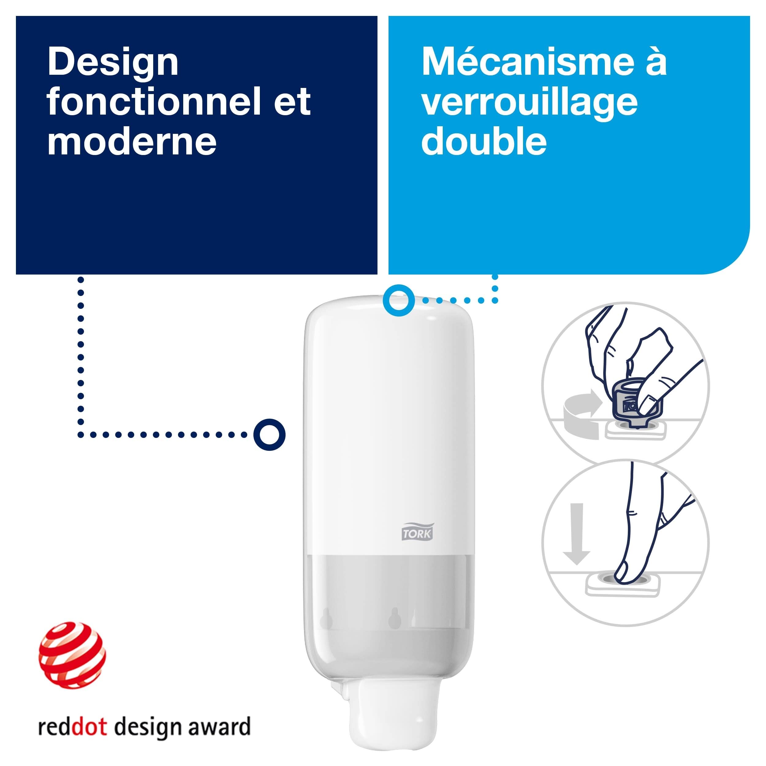 Tork Distributeur murale de soins pour la peau blanc S4, certifié facile d'utilisation, gamme Elevation, 561500