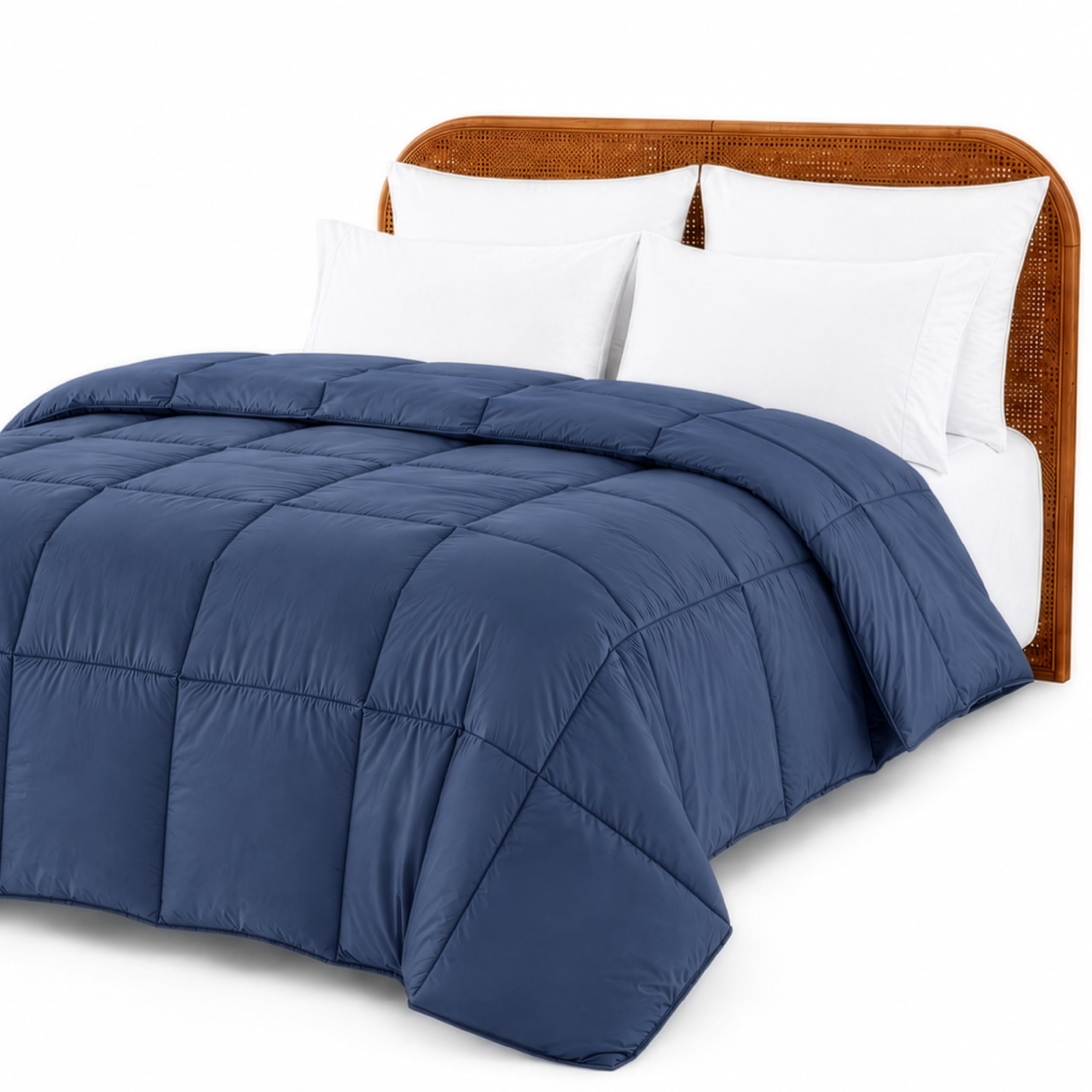 Modern Threads Comforter Duvet Insert, Reversible Quilted Down Alternative Comforter with Corner Tabs, All Season Bedding, King, Navy