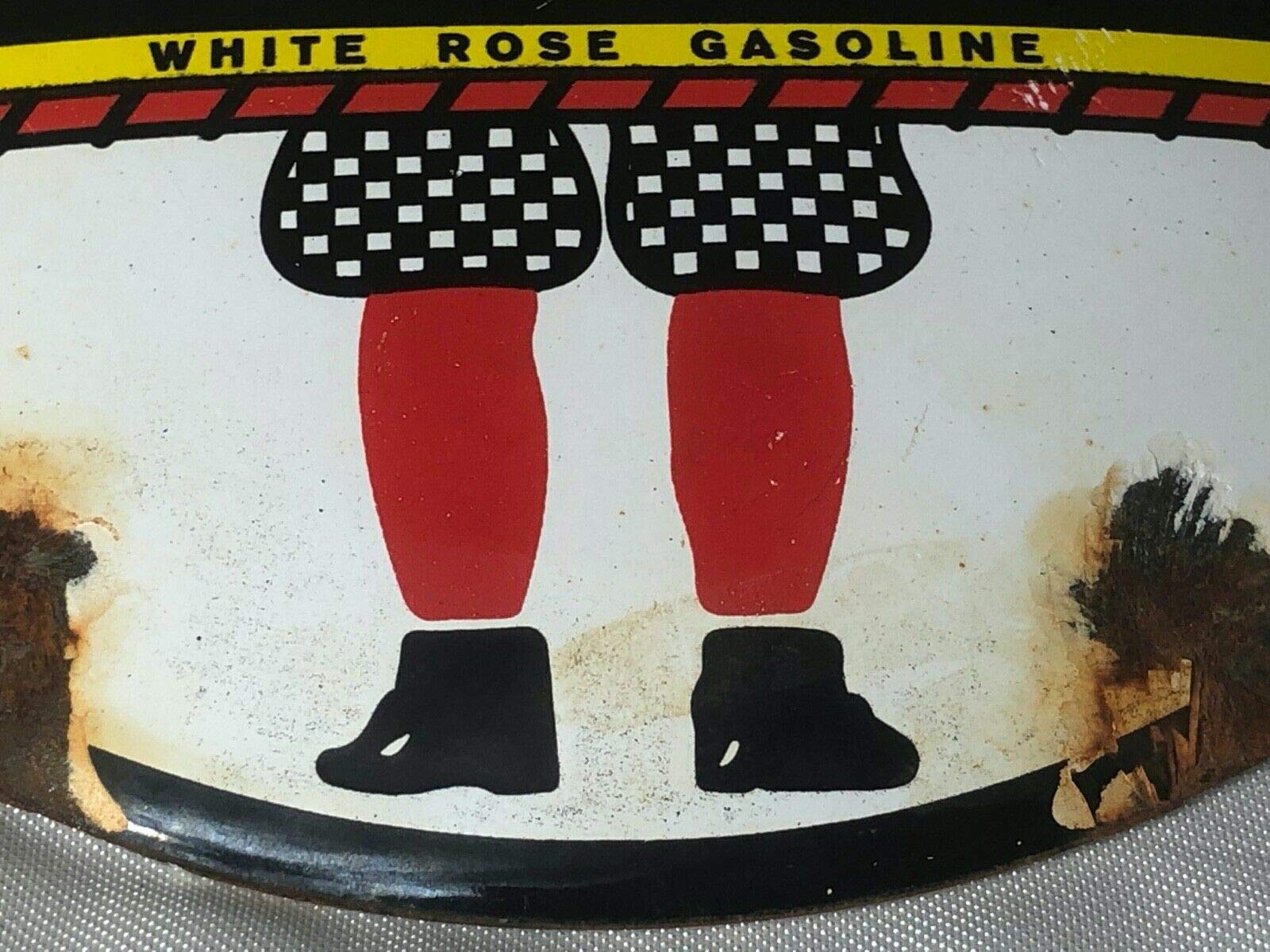 Vintage Canadian Old Mid Century White Rose Gasoline - Cartel esmaltado para pared