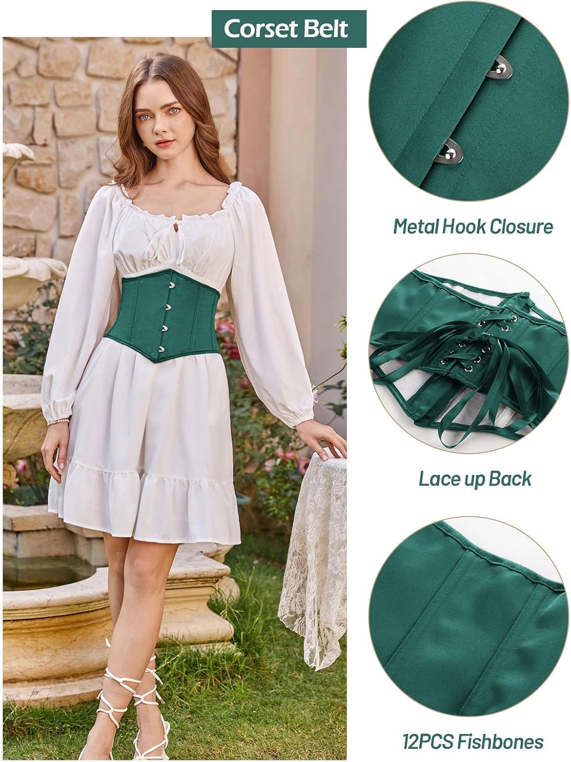 Scarlet Darkness Corset Belt for Women Fishbone Wide Waist Corset Pirate Belt - Image 3