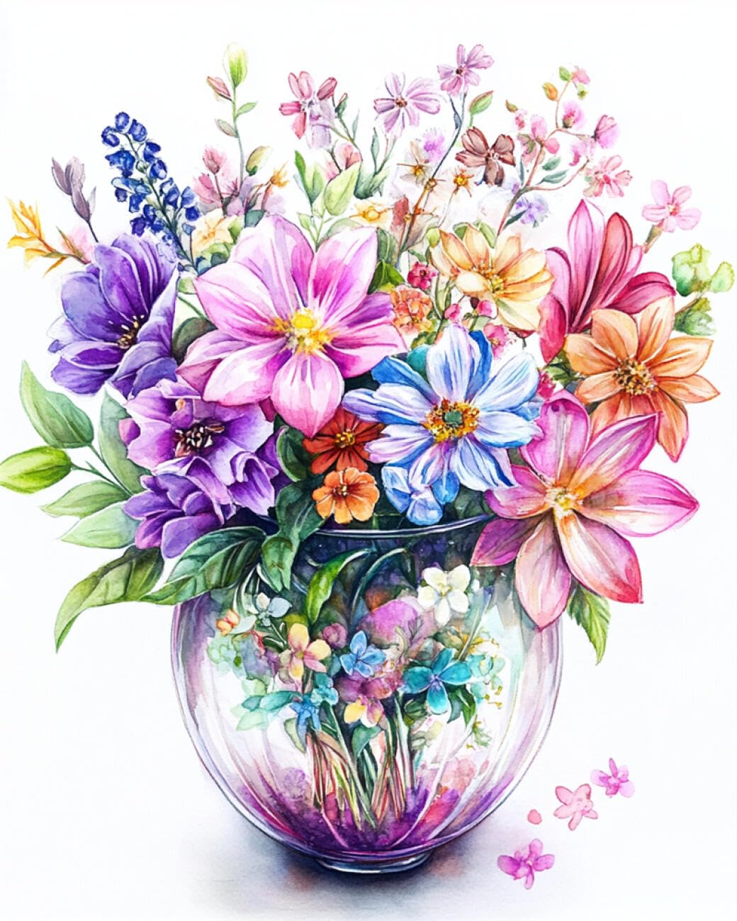 RKFLGEW 14CT Cross-Stitch Counted Kits Fantasy Flowers Needlepoint Counted Kits Embroidery Set Arts and Crafts for Home Decor 40x50cm