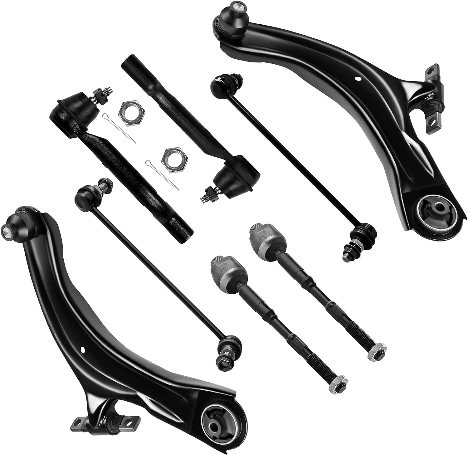 SCITOO 8pcs Front Suspension Kit Lower Control Arm with Ball Joints Outer Inner Tie Rod Ends Sway Bar Links for 2008-2013 for Nissan Rogue 2014-2015 for Nissan Rogue Select