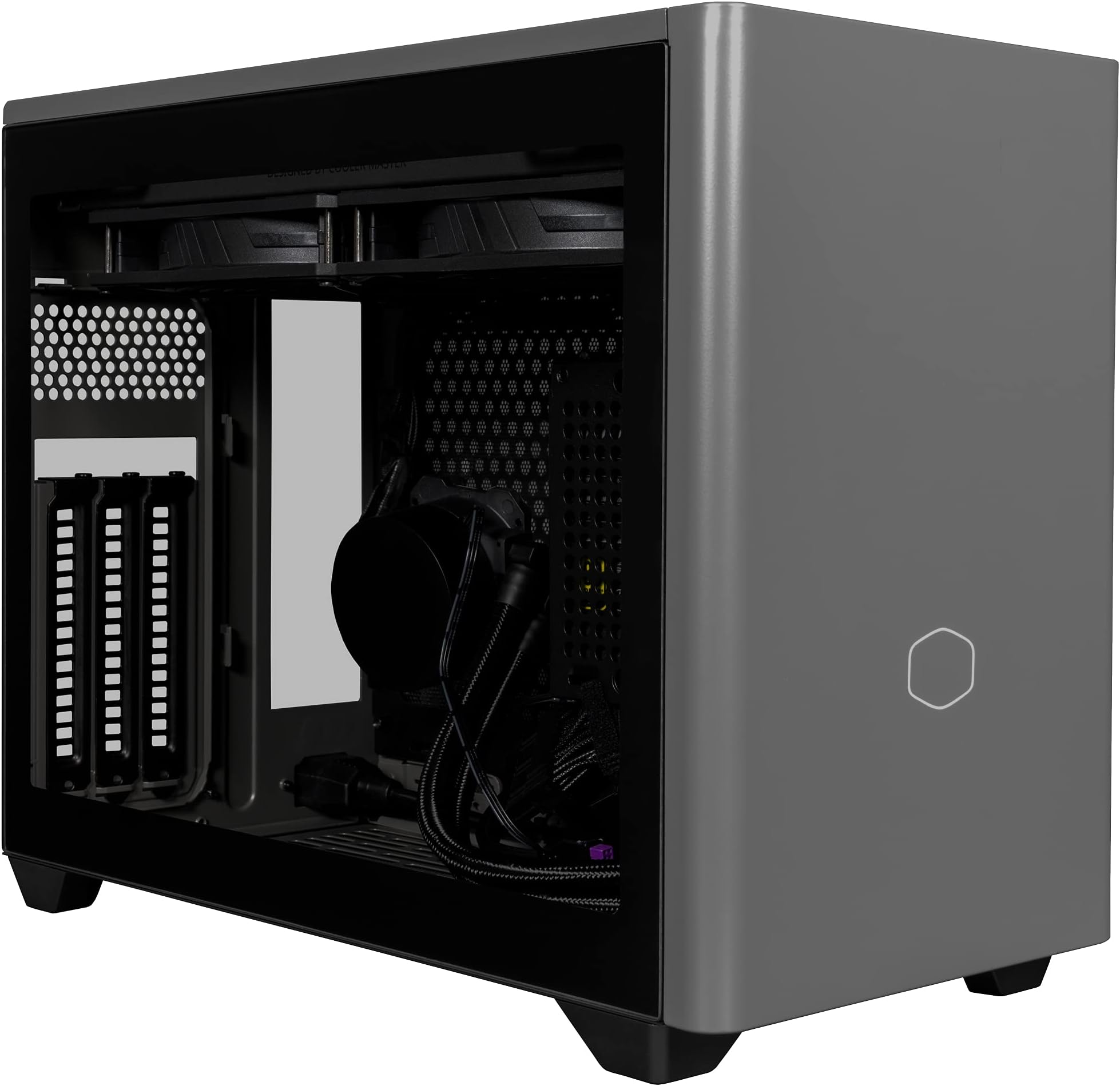 Cooler Master MasterBox NR200P MAX UK Plug Mini-ITX PC Case - Tempered Glass Side Panel, 280mm AIO CPU Cooler, 850W 80-PLUS Gold PSU Fully Modular, Vertical GPU Support with PCI-e 4.0 x16 Riser Cable