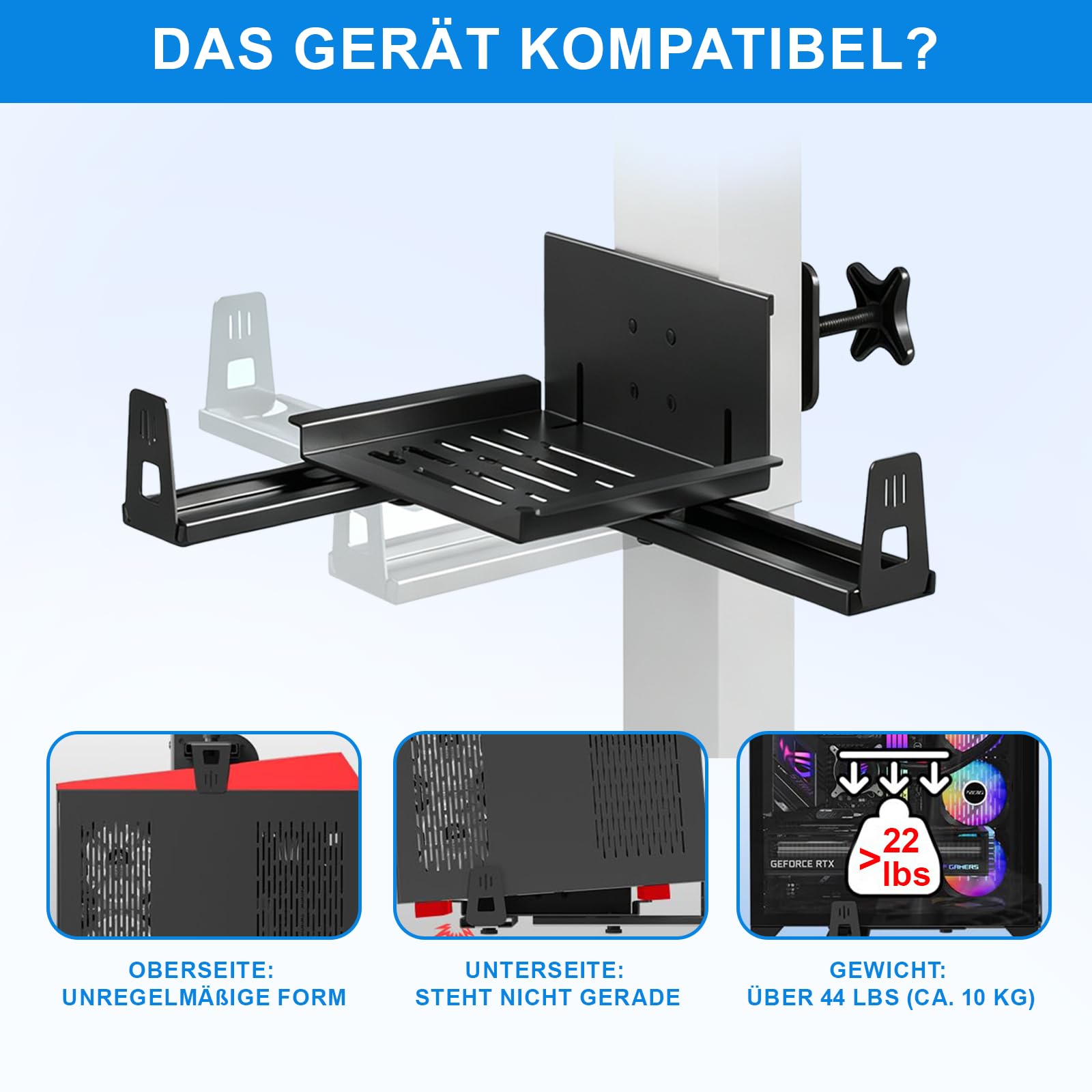 PC-Halterung unter dem Schreibtisch, Under Desk PC Mount