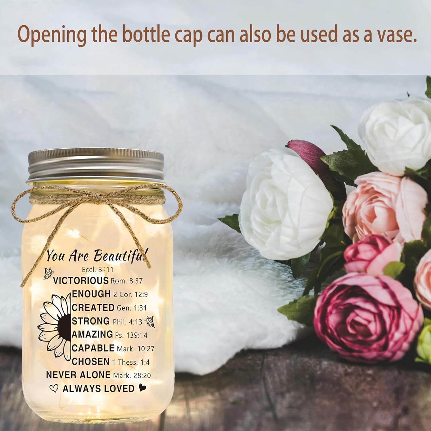 Christian Gifts for Women Birthday, Mothers Day Gifts For Mom - Inspirational Mason Jar Night Lights Gifts for Christmas, Sister, Friend, Coworker - Religious Spiritual Gift, Home Decorative Signs