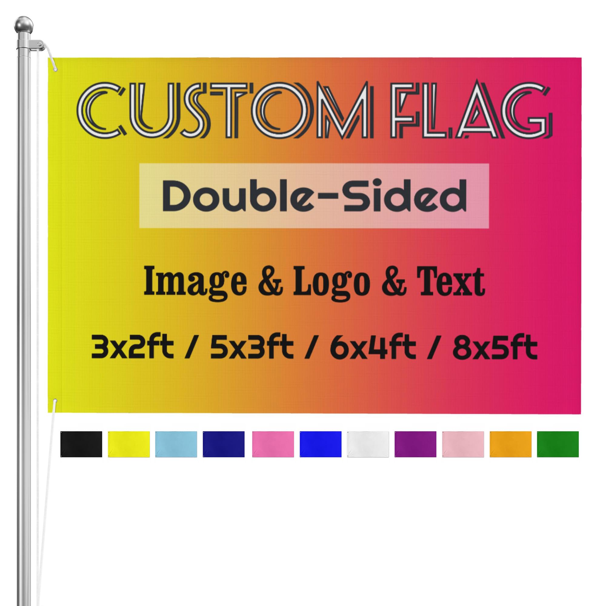 Personalised Flags Double-Sided 5ft x 8ft with Eyelets, Customised Photo Banner Flag Print Picture Logo Text, Custom Festival Team Garden Christmas Birthday Flag with Your Own Design