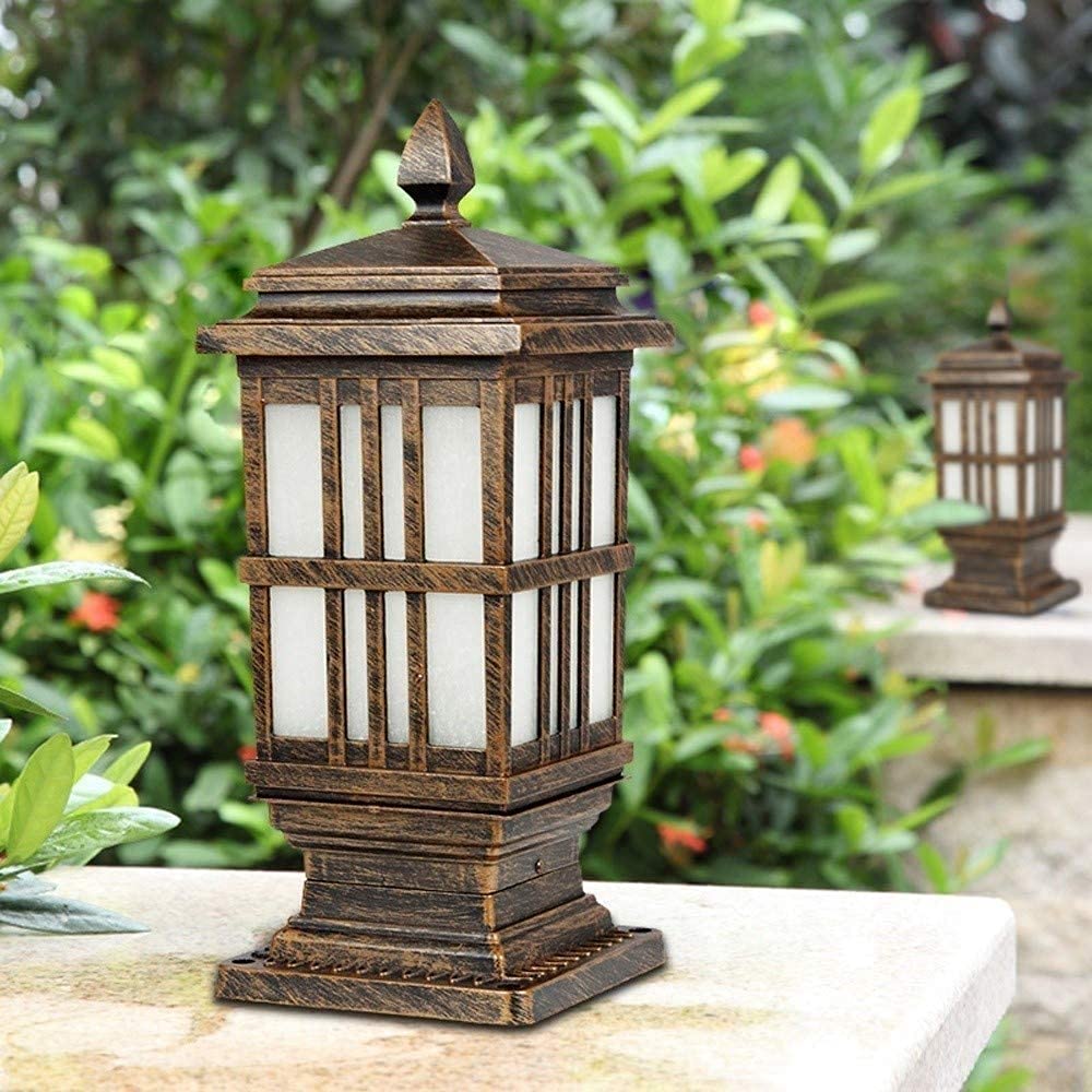 Lámparas de poste de poste al aire libre Post Lantern European Classical Industrial Cuadrado Lámpara de Pilar Chalet Jardín Villa Impermeable Exterior Pared Post Lights E27 Decoración Illumination Par