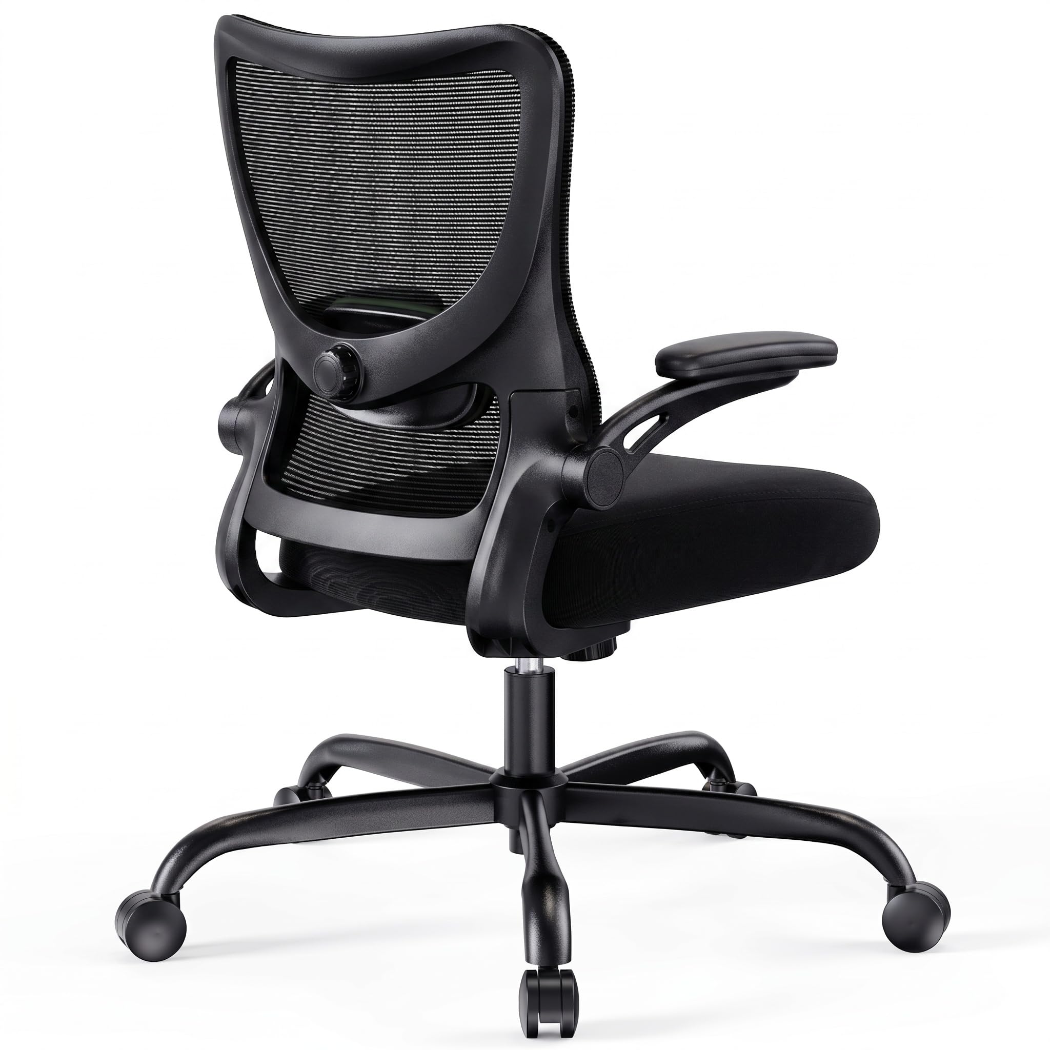 Marsail Ergonomic Office Chair with 3D PU Armrests and Adjustable Lumbar Support, Swivel Chair Height Adjustment and Rocker Function, Mesh Executive Chair, Up to 136 kg / 300 lbs