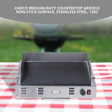 Cadco CG-10 Countertop Space Saver Griddle, Stainless Steel, 120v, 21 x 12 Cooking Area, For Commercial Use
