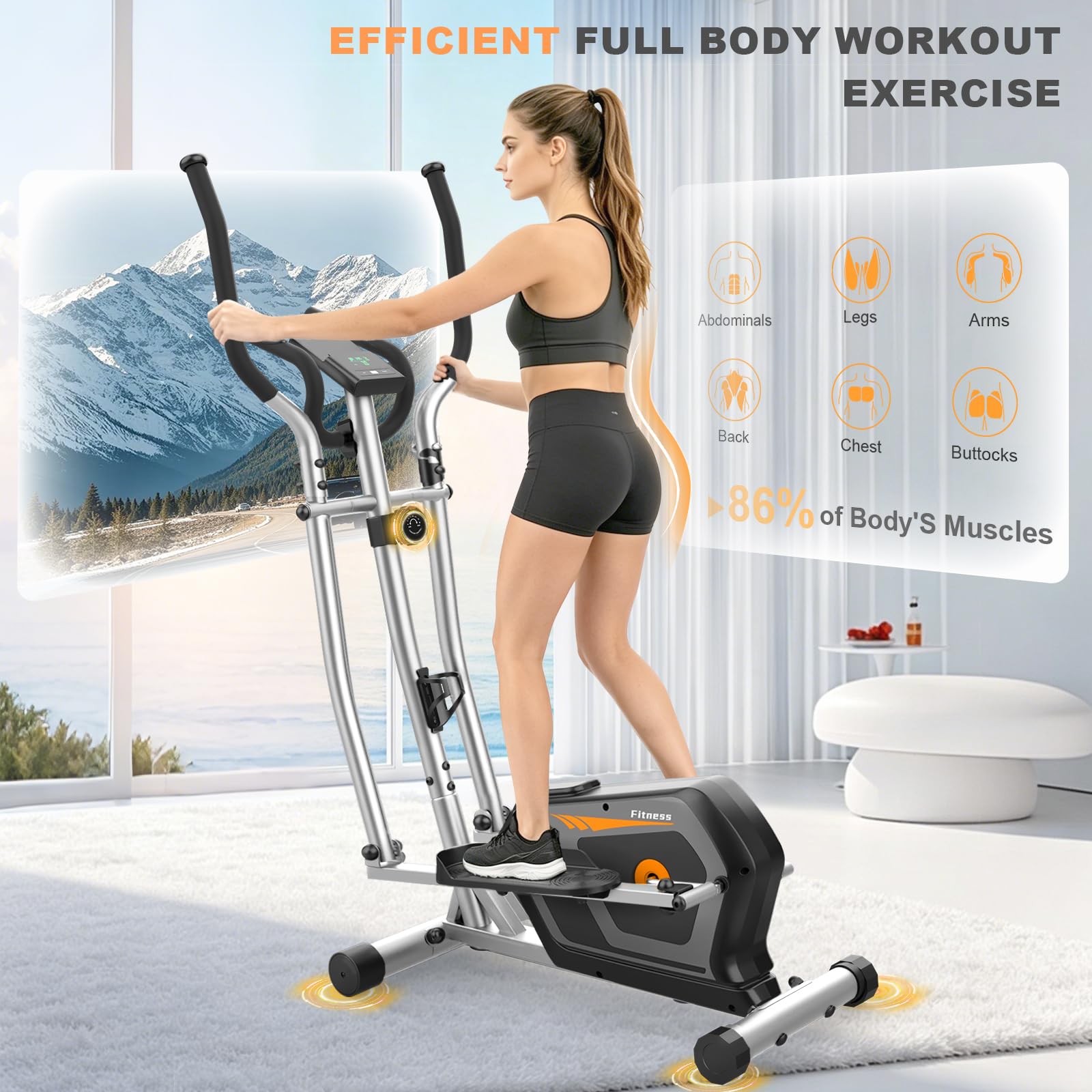 Ellittica da Casa, Ellittica Professionale con 16 Livelli di resistenza, Sensore di pulsazioni,Monitor LCD, Attrezzi Palestra Casa Magnetica con Bluetooth e App, Ellittiche per fitness e sport