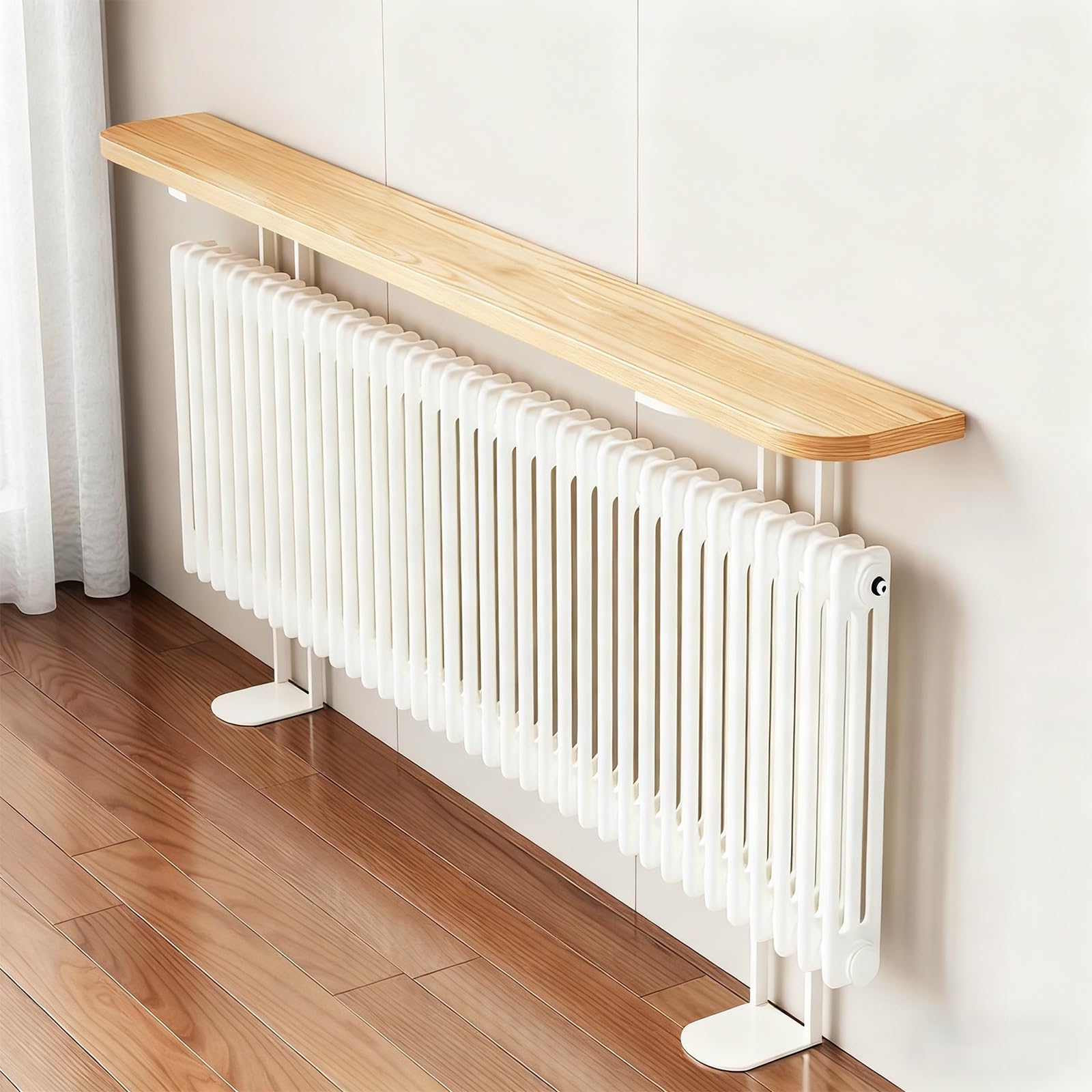 Étagère de radiateur bois massif, meuble d'entrée et couloir élégant