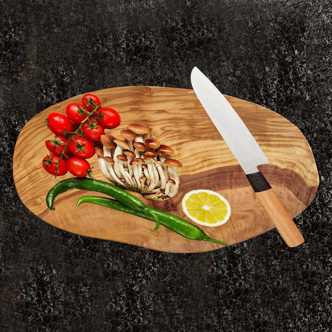 Brett aus Olivenholz, Olivenholzbrett Schneidebrett, Holzbrett, Frühstücksbrett, Steakbrett, Naturschnitt (23 cm *13 cm +- 2 cm)