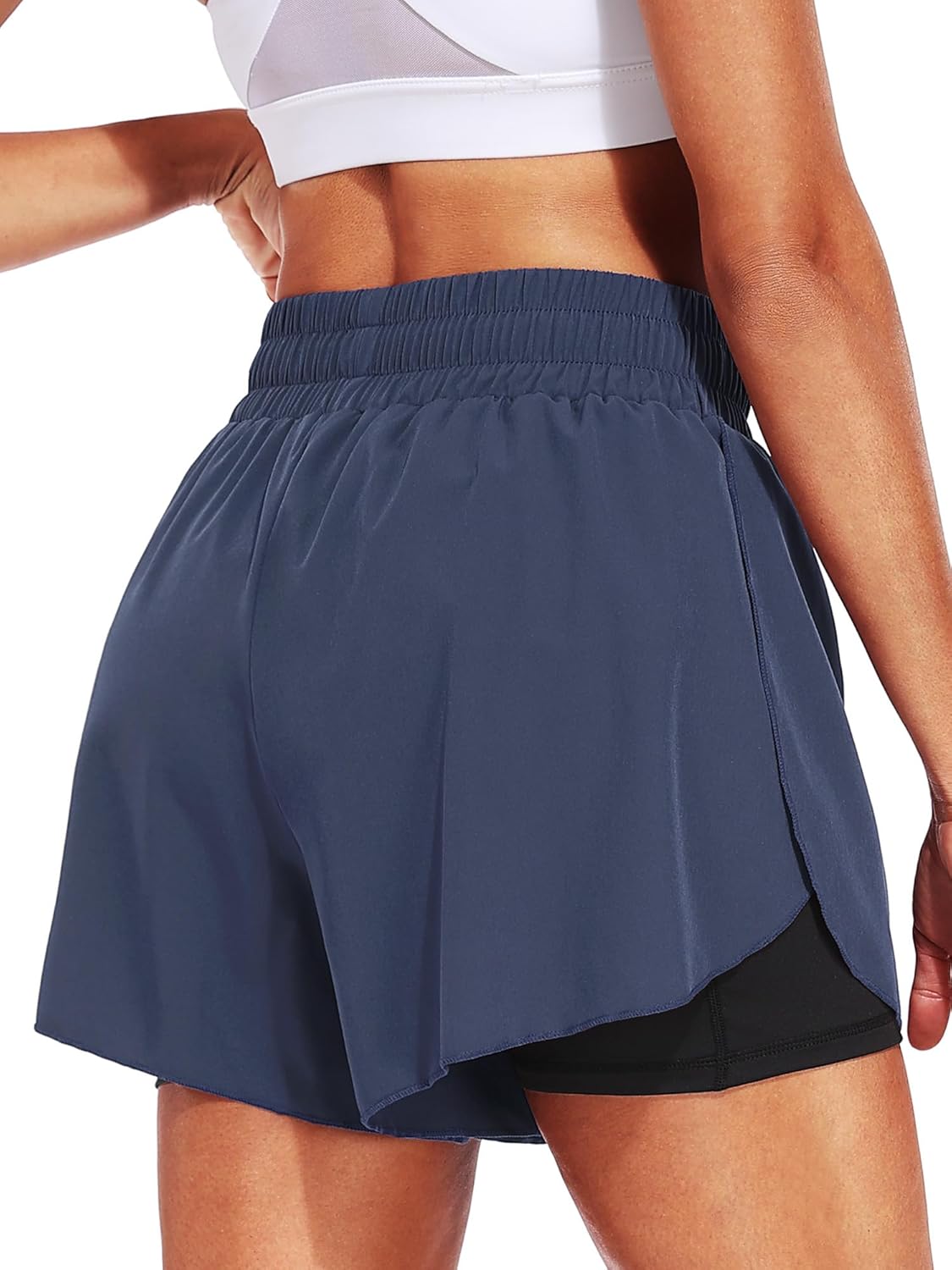 CADMUS 2 in 1 Athletic Shorts for Women 4'' Running Workout Shorts Two Side Pockets