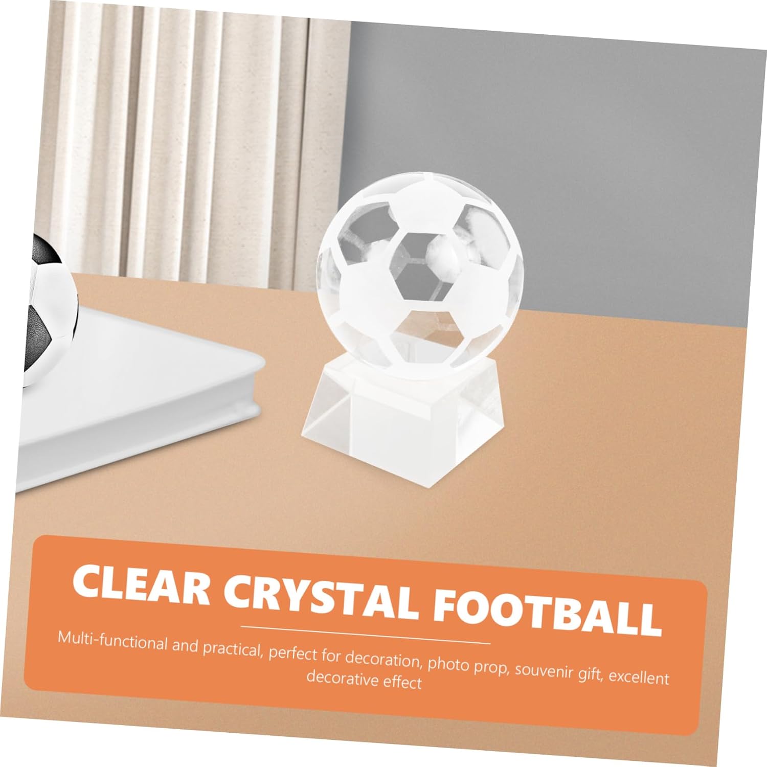 YARNOW Elegant Crystal Football Ornament Ring Ball Sphere Award Base for Decor