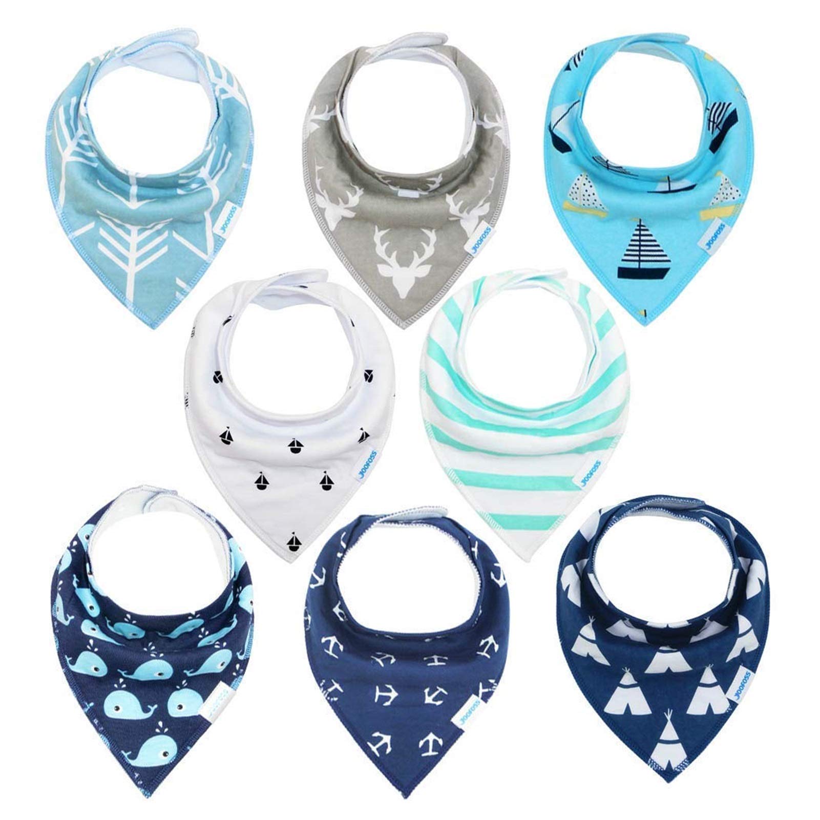 YoofossBaby Bibs 8 Pack Soft and Absorbent for Boys & Girls - Baby Bandana Drool Bibs