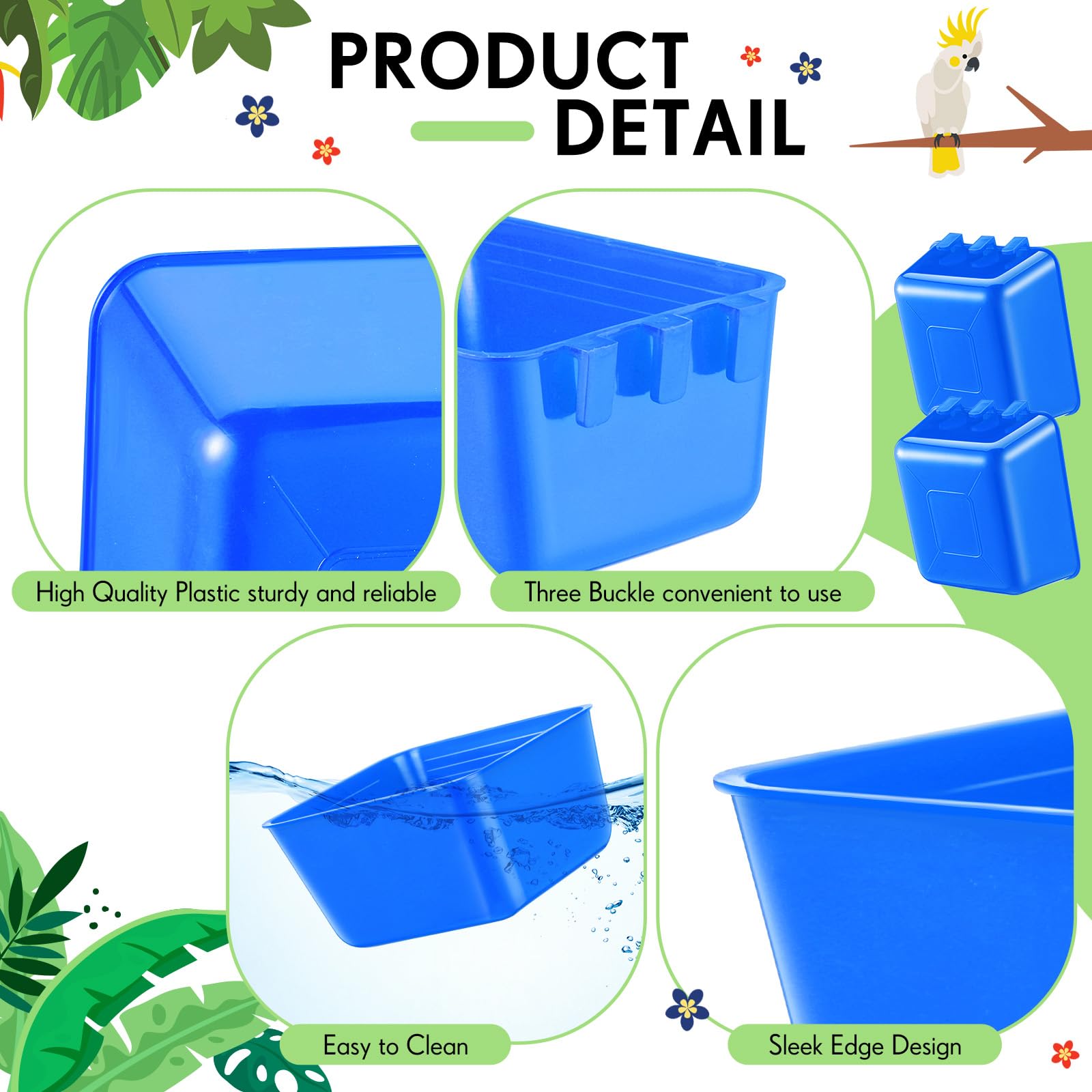Maxdot 50 Pcs Cage Cups Chicken Feeder Cups 16 oz Hanging Bird Food Water Bowl Bunny Cage Feeding Dish for Pet Parrot Rooster Parakeet Gamefowl Poultry Pigeon(Blue) - image 3
