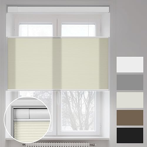 Boolegon Persianas celulares sin herramientas, sin taladro, modernas, de arriba hacia arriba, sin cordón, filtran la luz, persianas de panal de