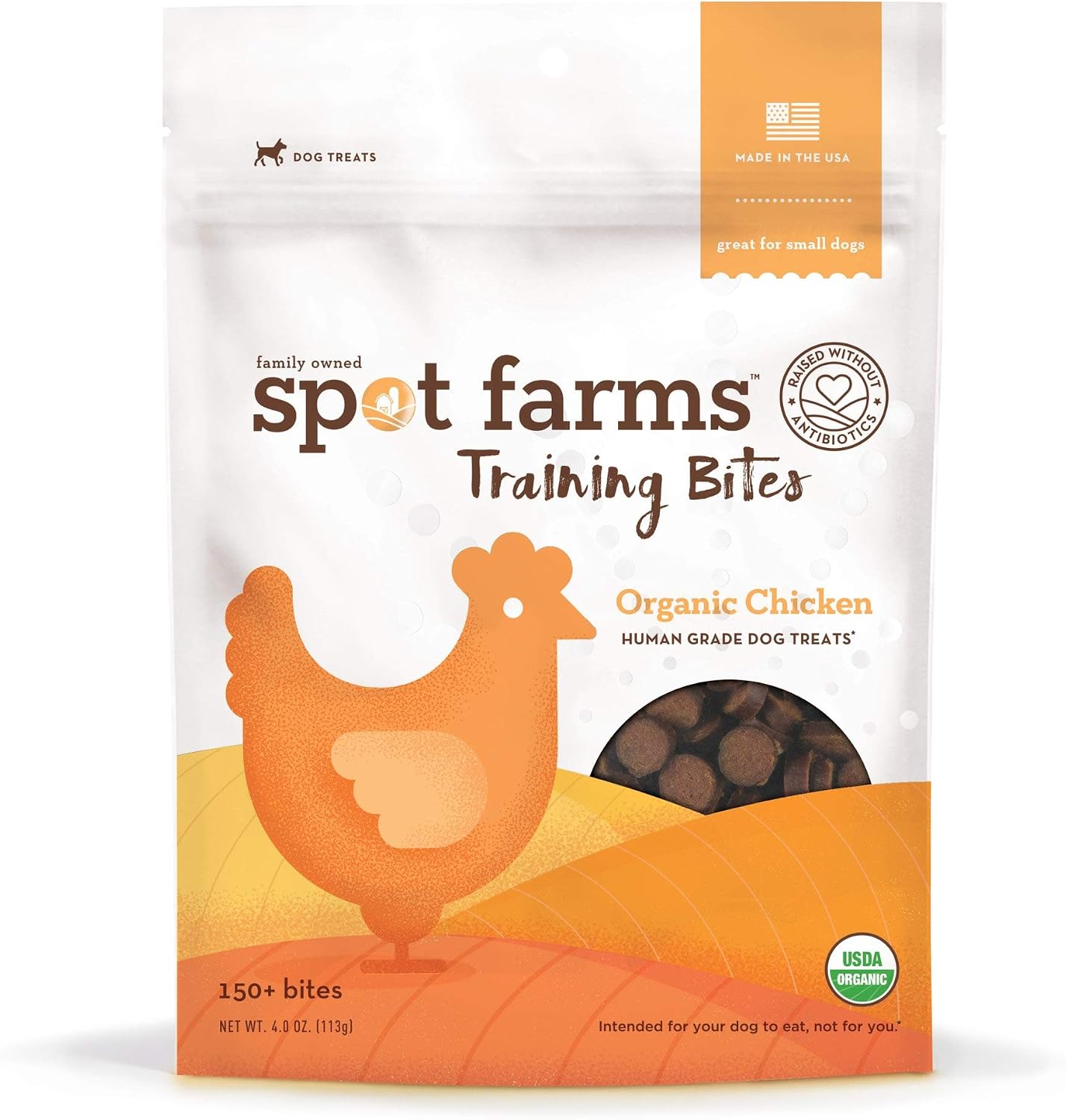 Spot Farms Organic Chicken Training Bites Human Grade Dog Treats, 4 oz.