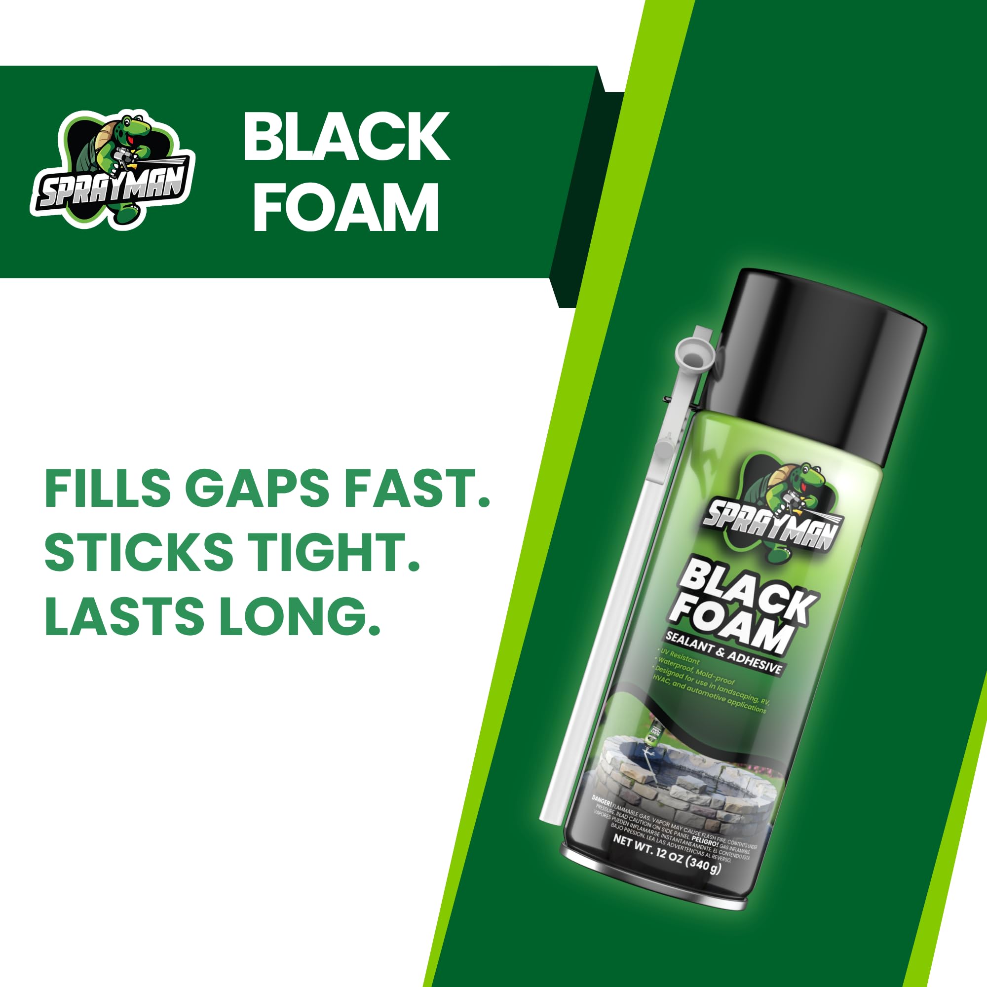 Black Waterfall Foam Sealant - 1x12oz Expanding Polyurethane Pond Foam Sealer UV Resistant Water Proof Spray for Landscape & Exterior Straw Use 1 Pack product thumbnail 6