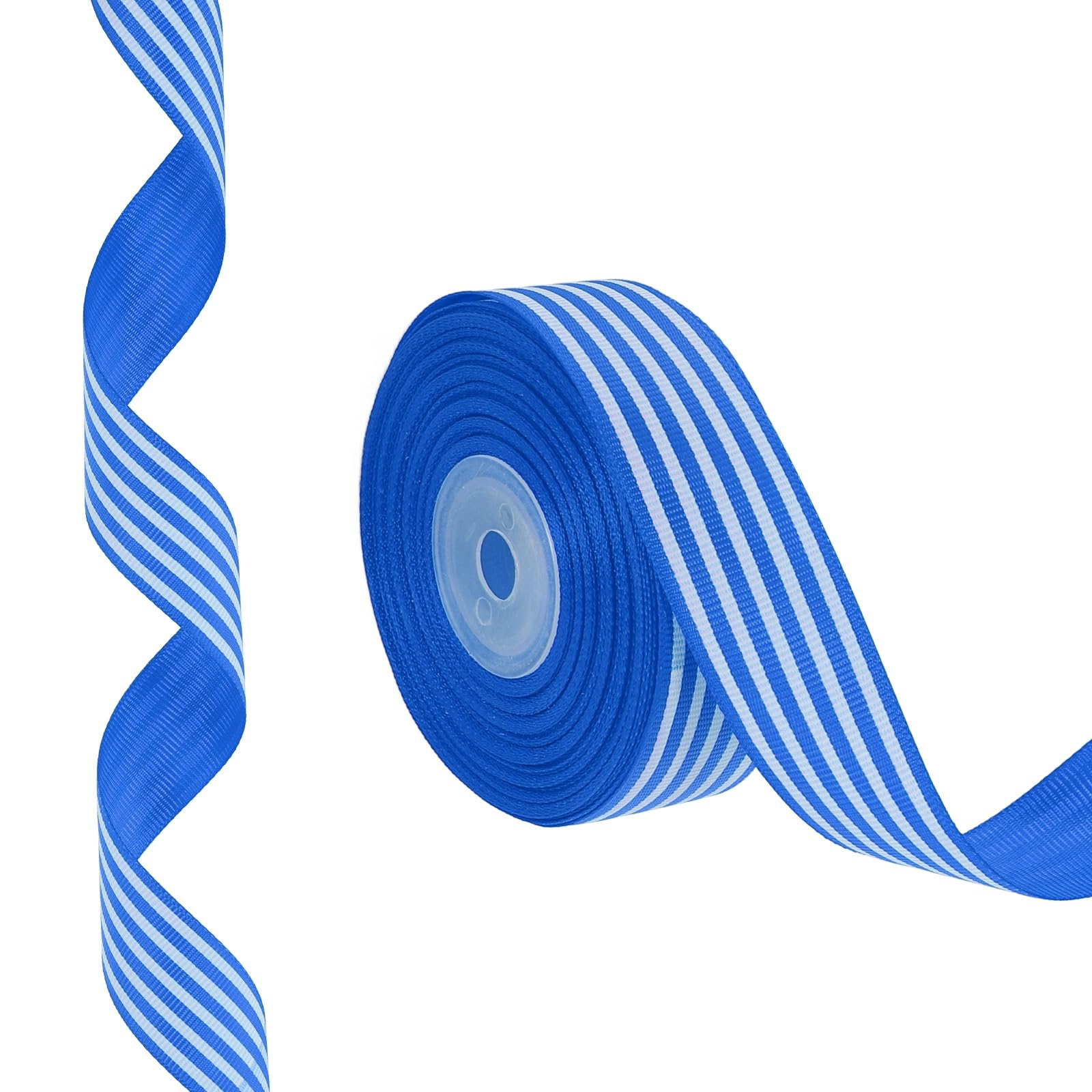 PATIKIL 25 Yards x 1" Striped Ribbon, Double Sided Patriotic Fabric Wrapping Ribbon for Christmas Halloween Home Holiday Craft Wreath Birthday Wedding Party Decoration, Cobalt Blue โ image 1