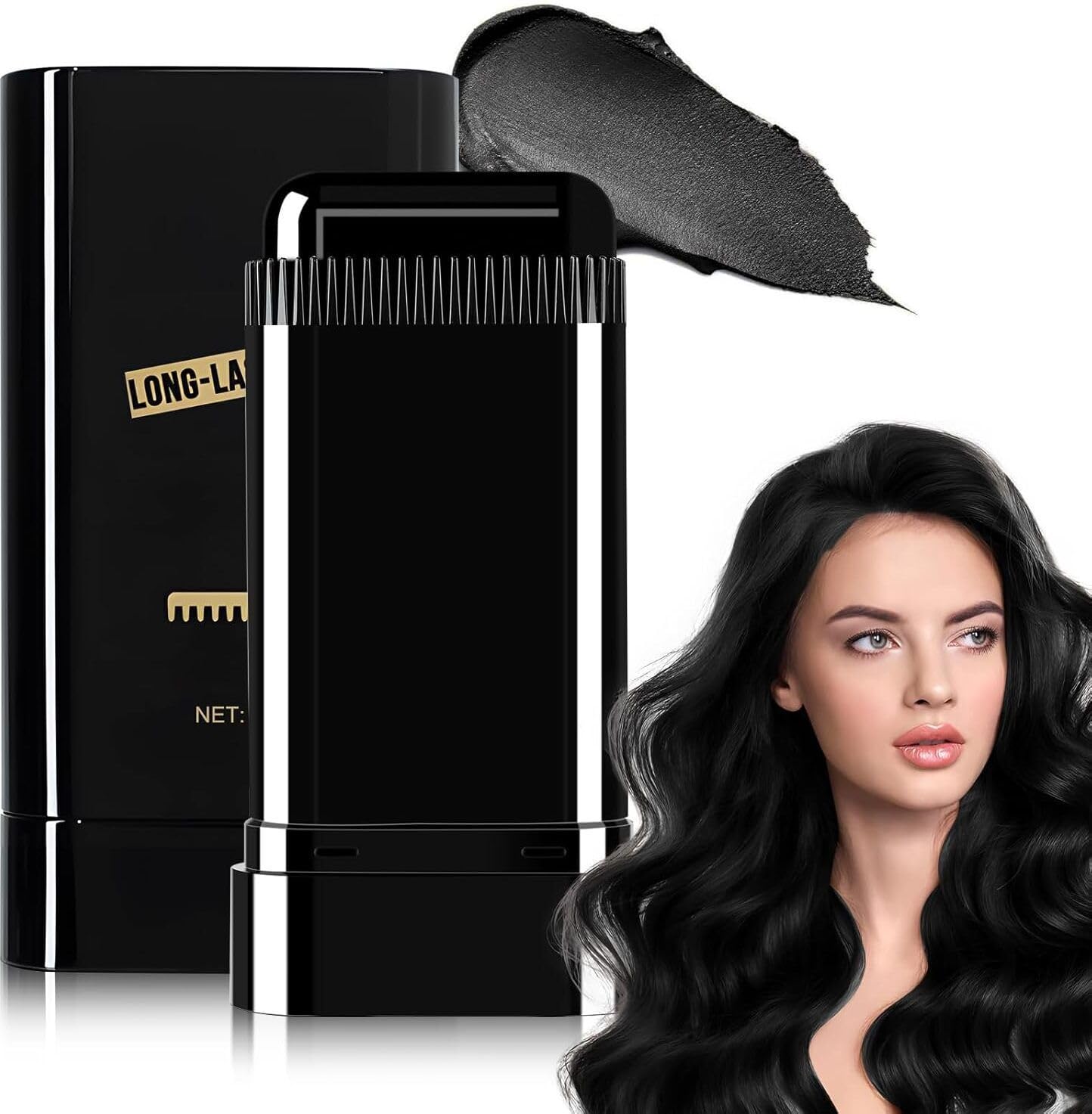 Hair Color Stick Safe and Convenient Comb Hair Dye,Waterproof and Sweat-Proof Hair Dye Comb, Portable Hair Colouring Comb,2 in 1 Instant Dye for for All Hair Types Women & Men 1,Black (20g)-image-18