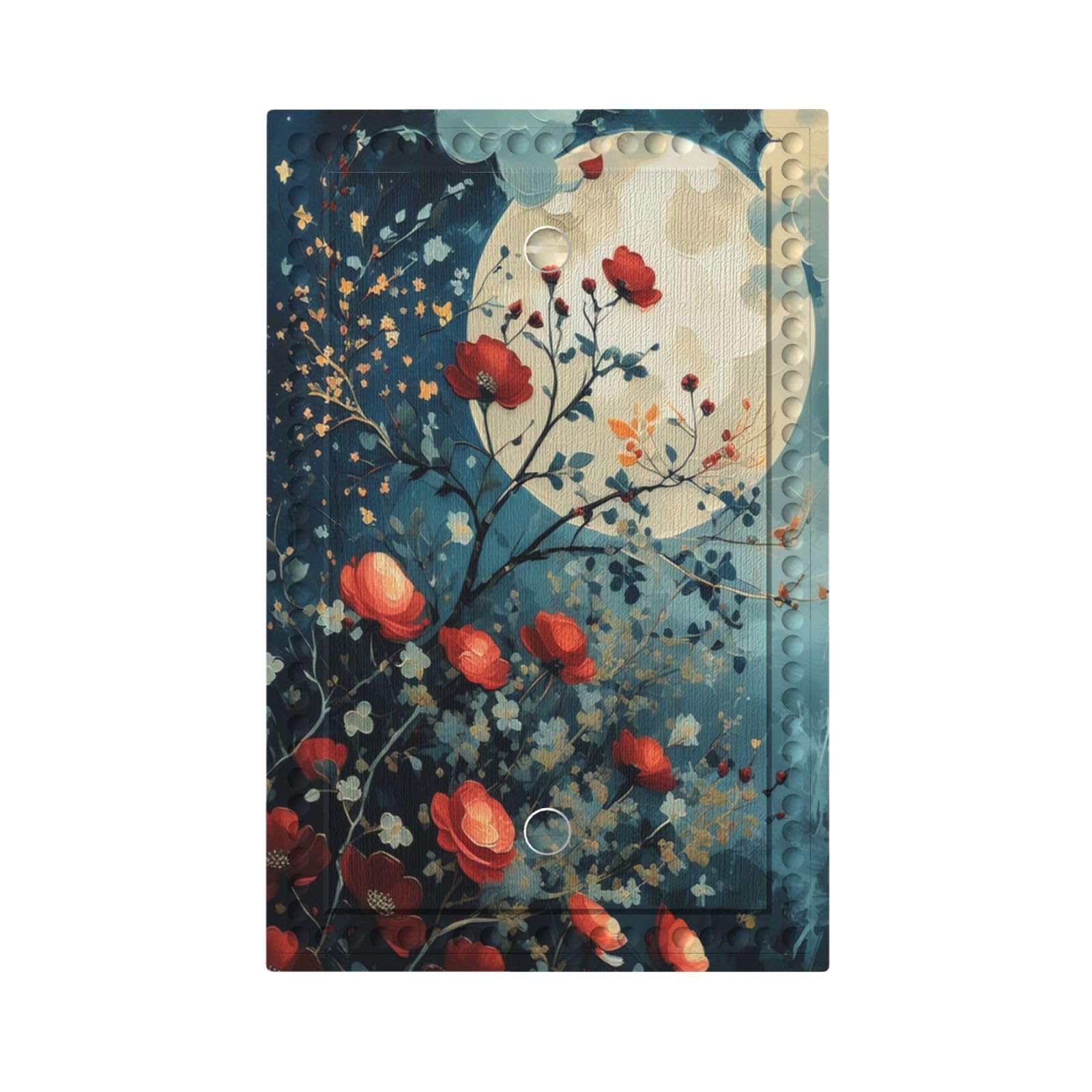 Decorative Art Light Switch Covers Moon Red Flower 1 Gang No Device Blank Switchplate Electrical Faceplate