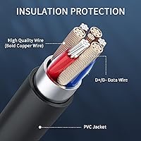 Vista 7 de Cables de carga de 30 pies para anillo resistente a la intemperie, cable de carga para interiores y exteriores con adaptador de corriente rápido