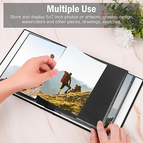 Miniatura 2 de Aevdor Álbum de fotos de 5 x 7 pulgadas, 72 bolsillos, cubierta de lino, álbum de fotos de 5 x 7 pulgadas, con capacidad para 72 fotos con ventana