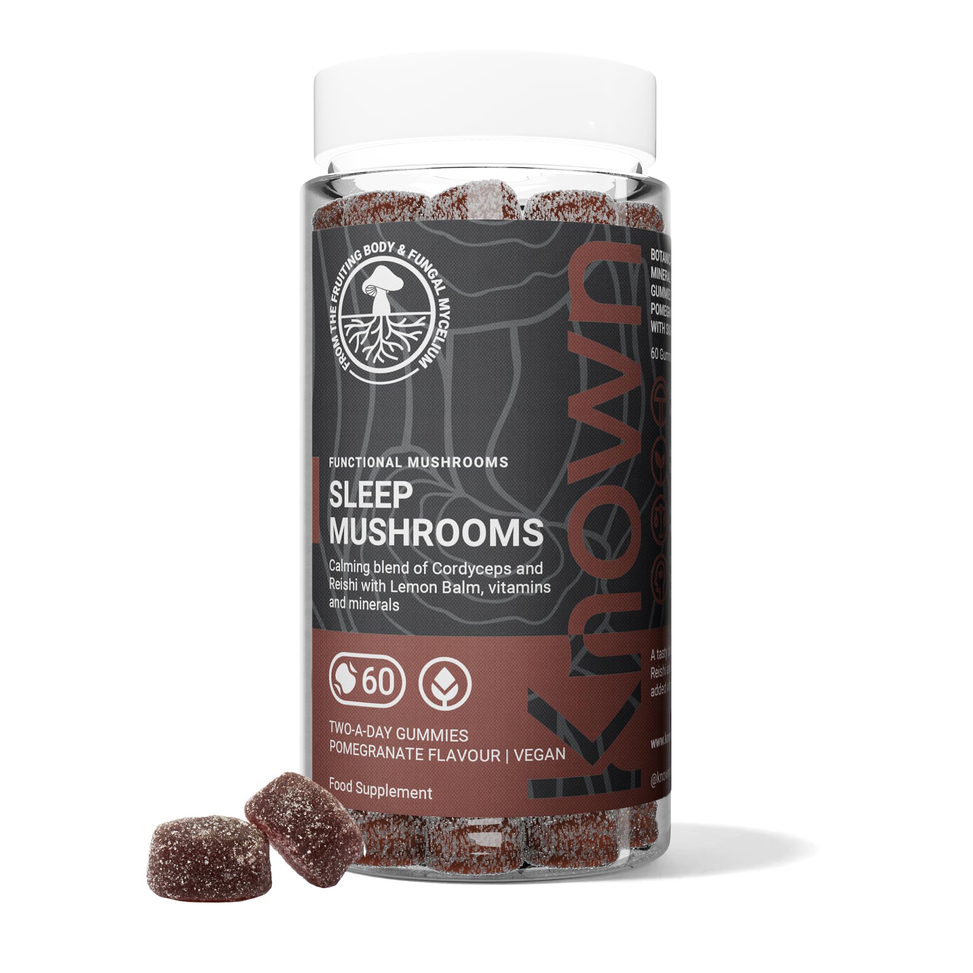 Known Tasty Sleep Mushrooms Gummies – 1 Month Supply – Pomegranate Flavour
