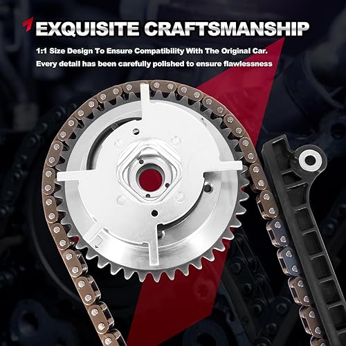 Miniatura 2 de Kit de cadena de distribución del motor y kit de reparación de fáser de leva, compatible con Ford Expedition, F-150, F-250, F-350 Super Duty,