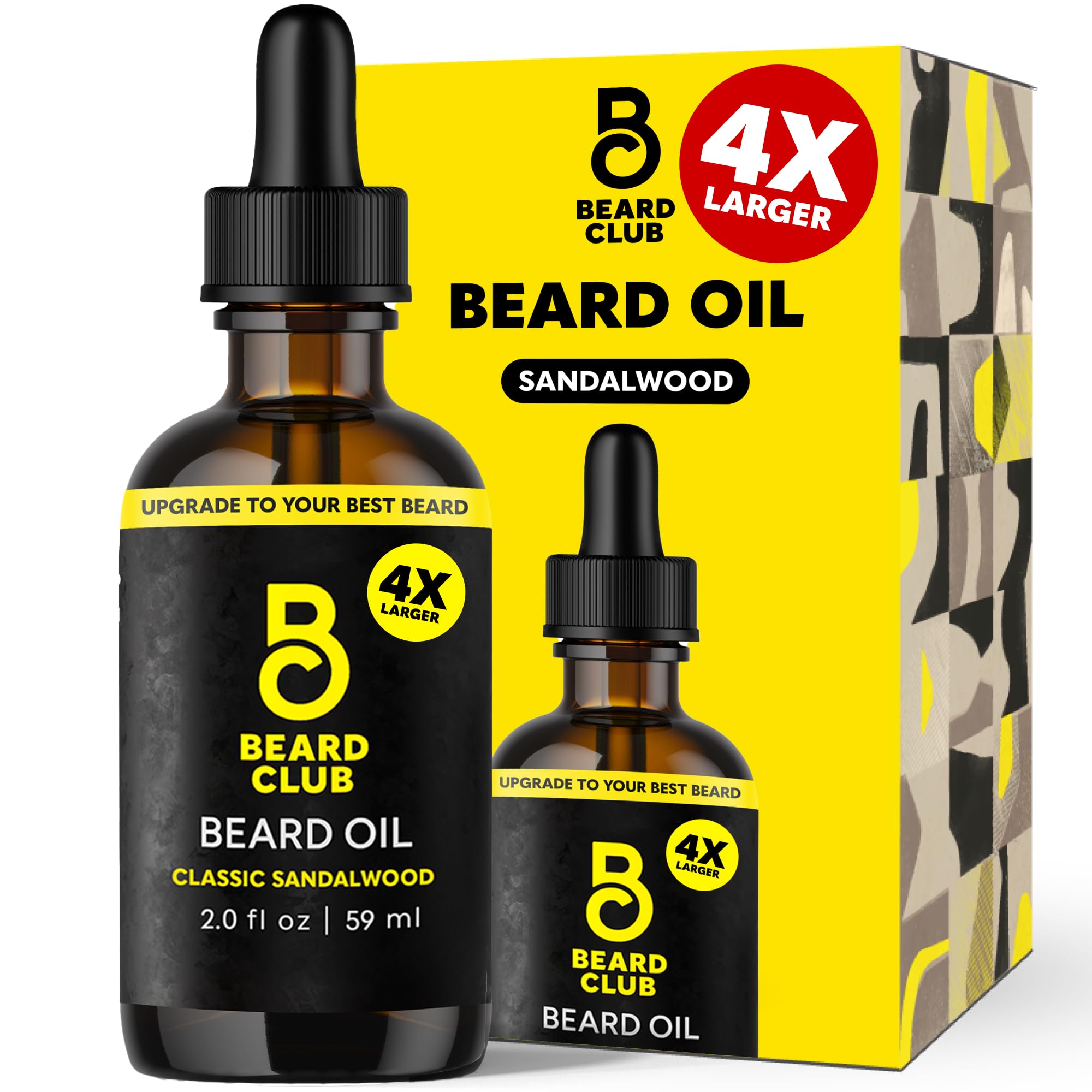 Beard Oil for Men - 2oz Classic Sandalwood Natural Beard Oil with Castor & Amber Oils - Beard & Mustache Conditioner - Hydrates, Softens & Soothes Dry Skin - Strengthens Hair Follicles