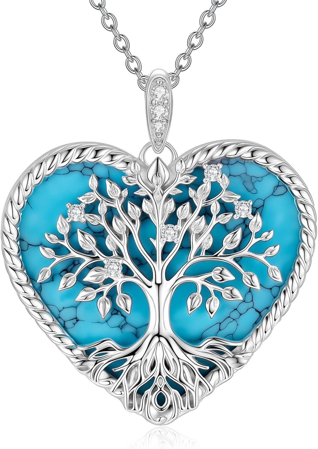 Moissanite Tree of Life Necklace, 925 Sterling Silver Family Tree of Life Pendant Necklaces Jewelry Gift for Women/Mom/Wife/Grandma